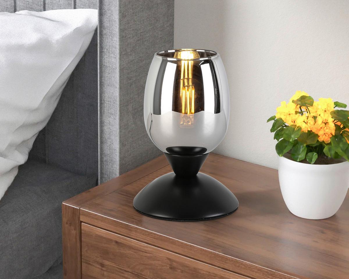 STOLNÍ LAMPA BLACKO - černá/barvy chromu, Moderní, kov/sklo (12,5/18cm) - Modern Living