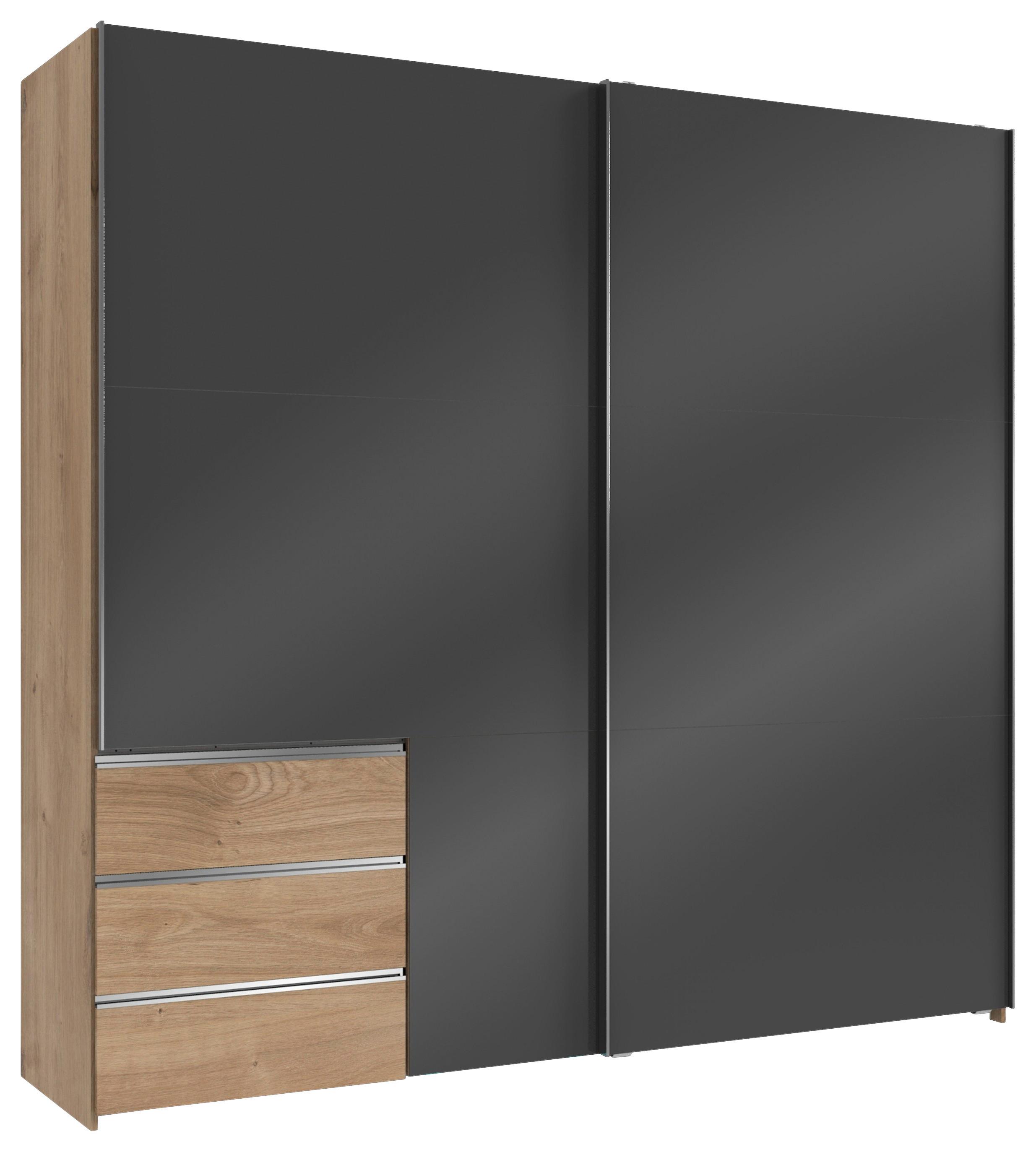 Schwebetürenschrank B: 250 Cm Level Grau/eichefarben Dekor - Eichefarben/Grau, MODERN, Holzwerkstoff (250/236/65cm) - MID.YOU