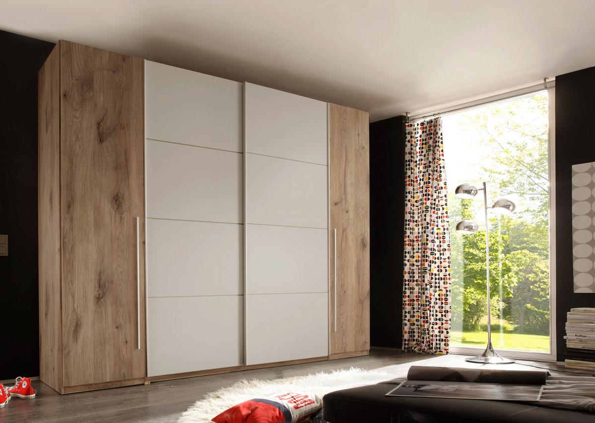 Schwebetürenschrank B: 266,9 Cm Match Oak Dekor - Eichefarben/Hellgrau, MODERN, Holzwerkstoff (266,9/225,5/60,3cm)