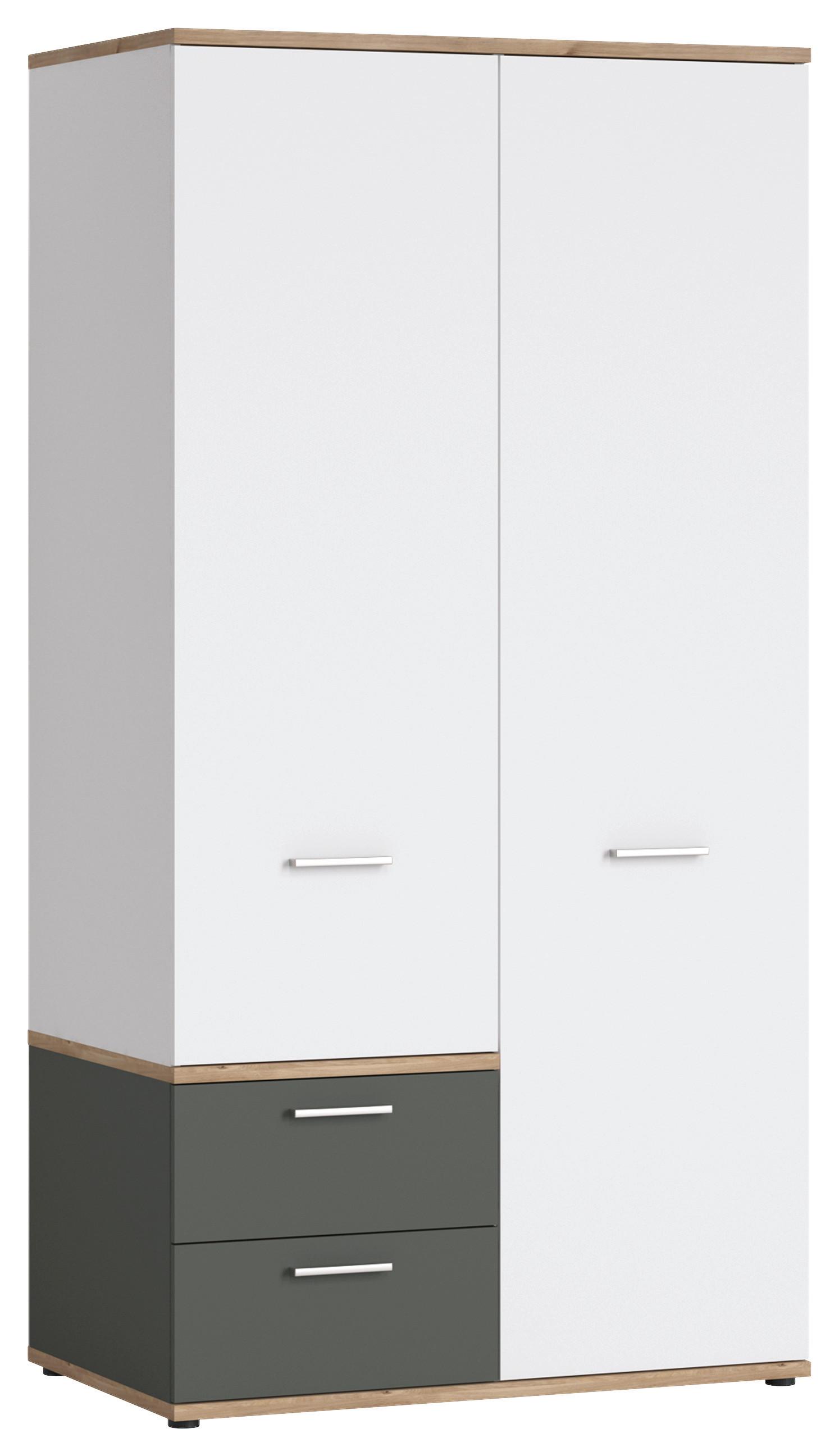 Skříň s otoč. dveřmi TWENTY dekor bílá/grafit/dub - bílá/barvy dubu, Moderní, kompozitní dřevo/plast (100cm) - Modern Living