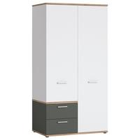 Skříň s otoč. dveřmi TWENTY dekor bílá/grafit/dub - bílá/barvy dubu, Moderní, kompozitní dřevo/plast (100cm) - Modern Living