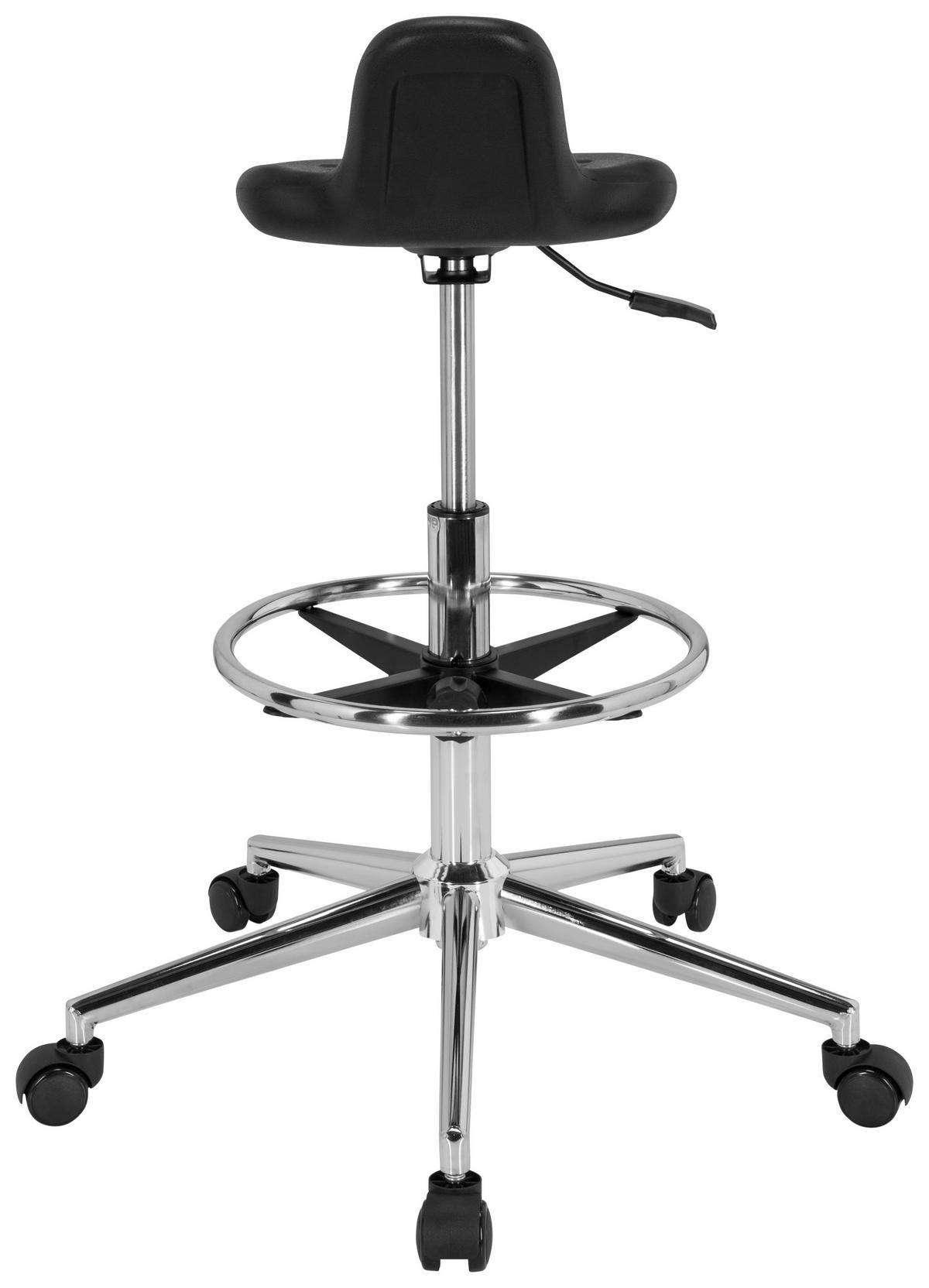 Bürohocker Top Work 03 Schwarz Bis 100 Kg - Silberfarben/Schwarz, Basics, Kunststoff/Metall (40/61/60cm) - MID.YOU