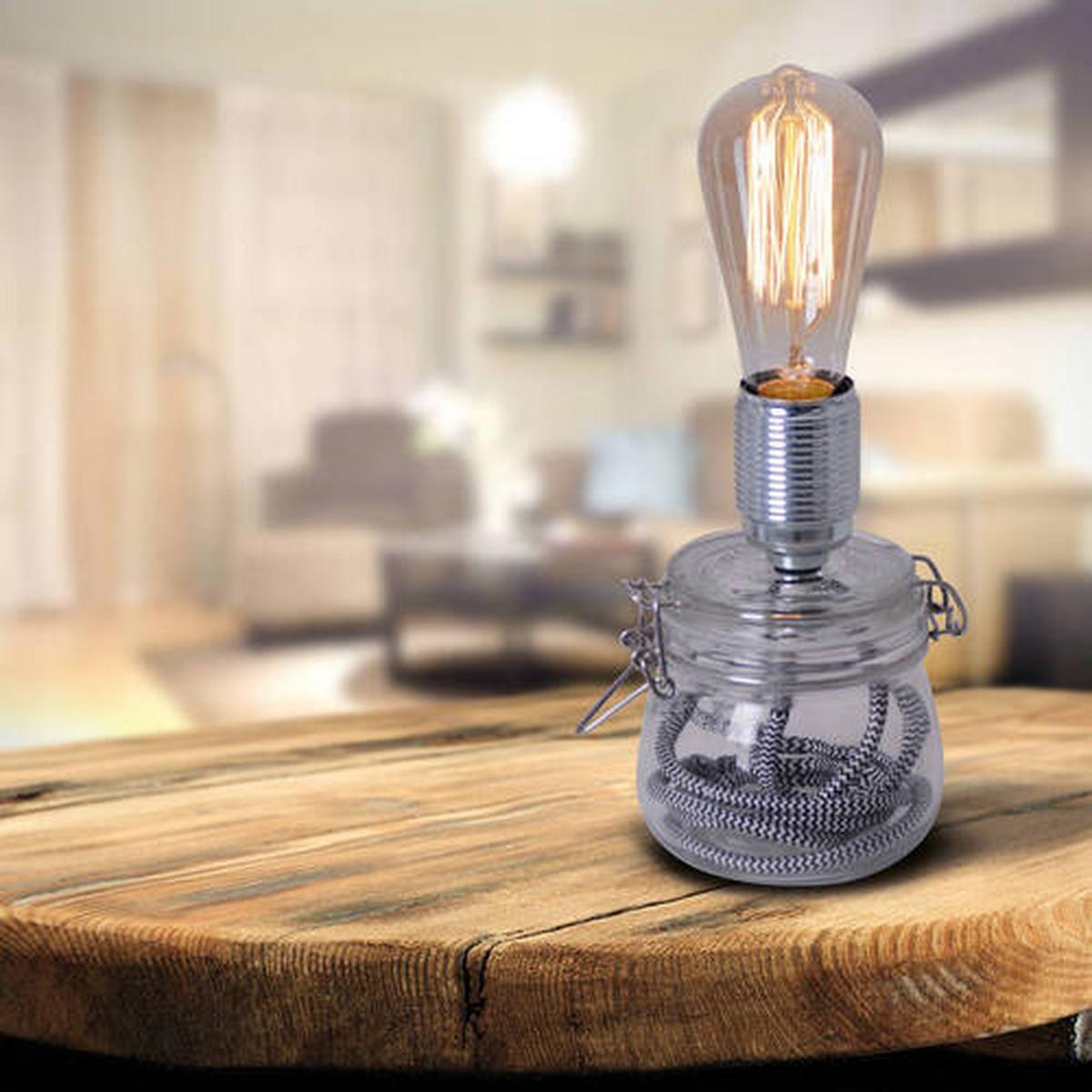 Tischlampe Max Klar Mit Kippschalter - Klar, LIFESTYLE, Glas/Textil (11/20cm) - Näve