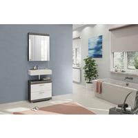 Badezimmer Scout - Weiß Hochglanz/Grau, MODERN, Holzwerkstoff (60cm) - MID.YOU