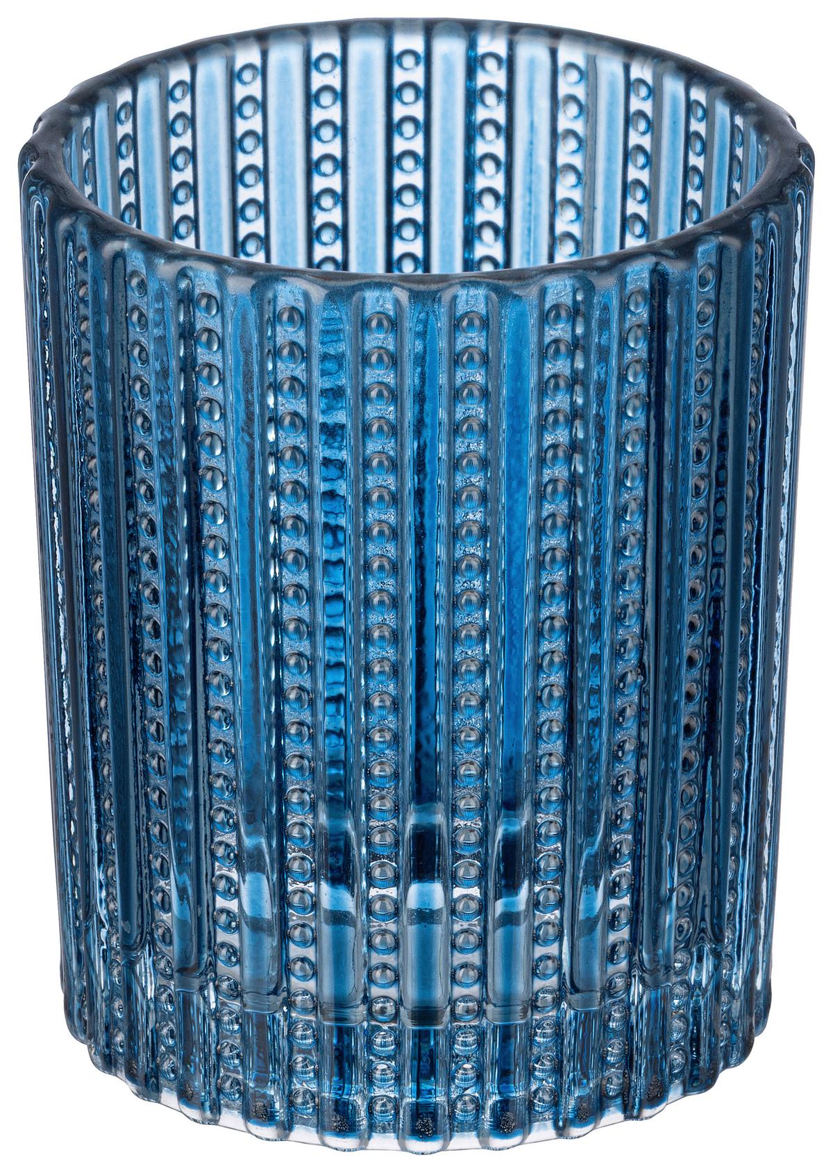 TEELICHTGLAS Mariella - Blau/Dunkelblau, KONVENTIONELL, Glas (5,4/6,4cm) - Luca Bessoni