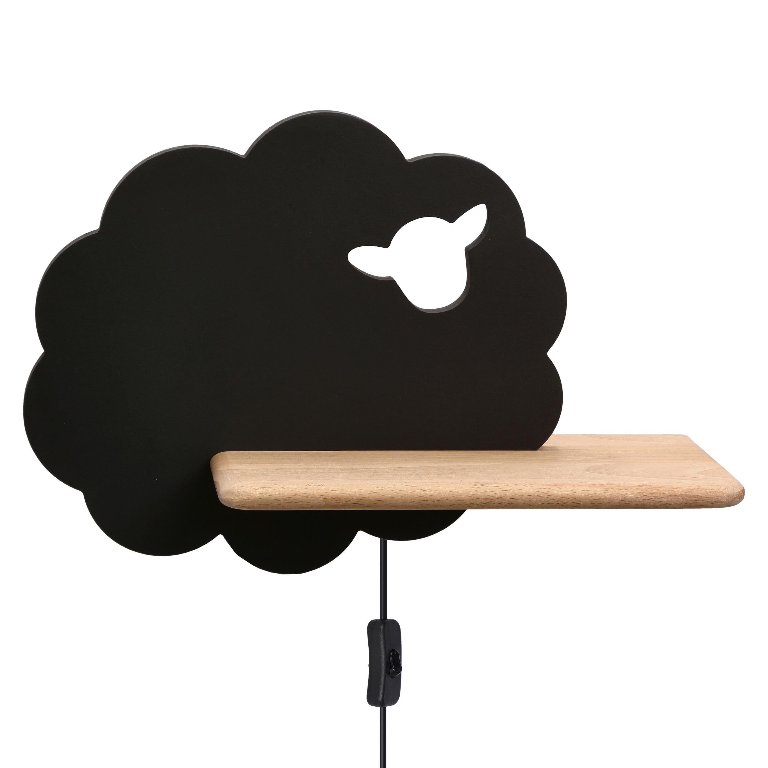 KINDERWANDLEUCHTE 21-85122 SHEEP - Schwarz, Basics, Holz/Holzwerkstoff (36/12/24cm)