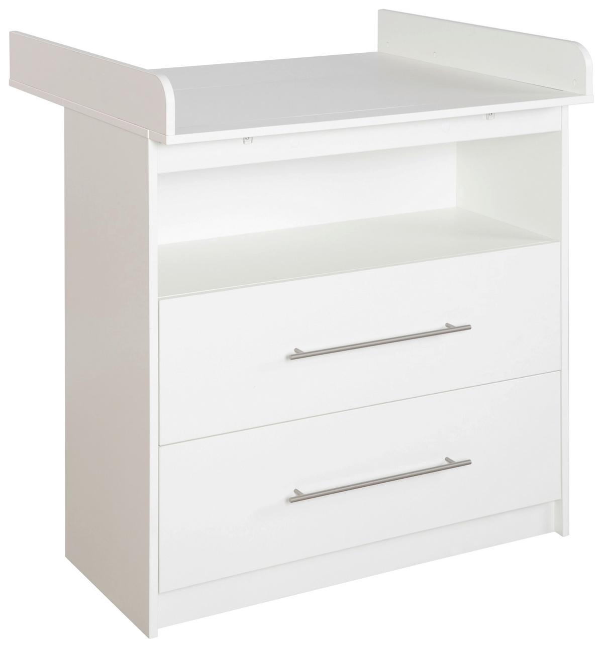 Wickelkommode Luna B: 88,5 cm Weiß 2 Schubladen - Weiß, Basics, Holzwerkstoff (88,5/100,5/75cm) - Roba