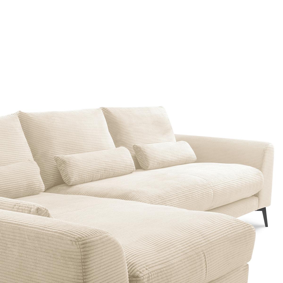 Ecksofa Berlin Creme Cord 172x313 cm - Creme/Schwarz, Design, Textil (172/313cm) - P & B