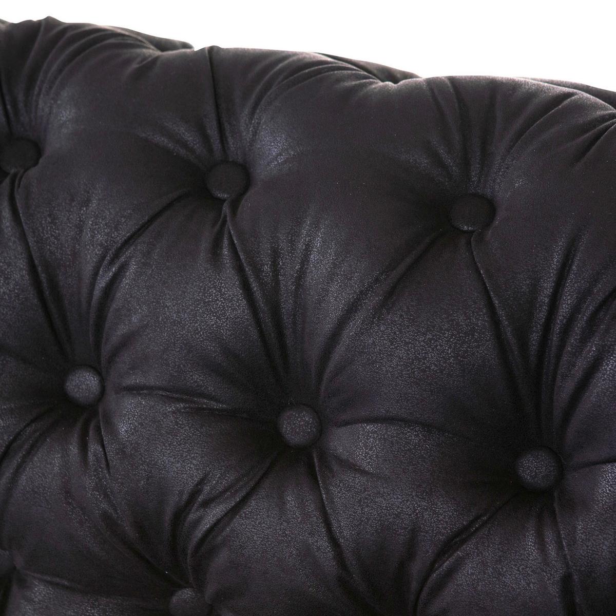 Chesterfield-Sofa Slopes Dunkelgrau 3-Sitzer - Dunkelgrau/Dunkelbraun, KONVENTIONELL, Textil (203/79/93cm) - Livetastic