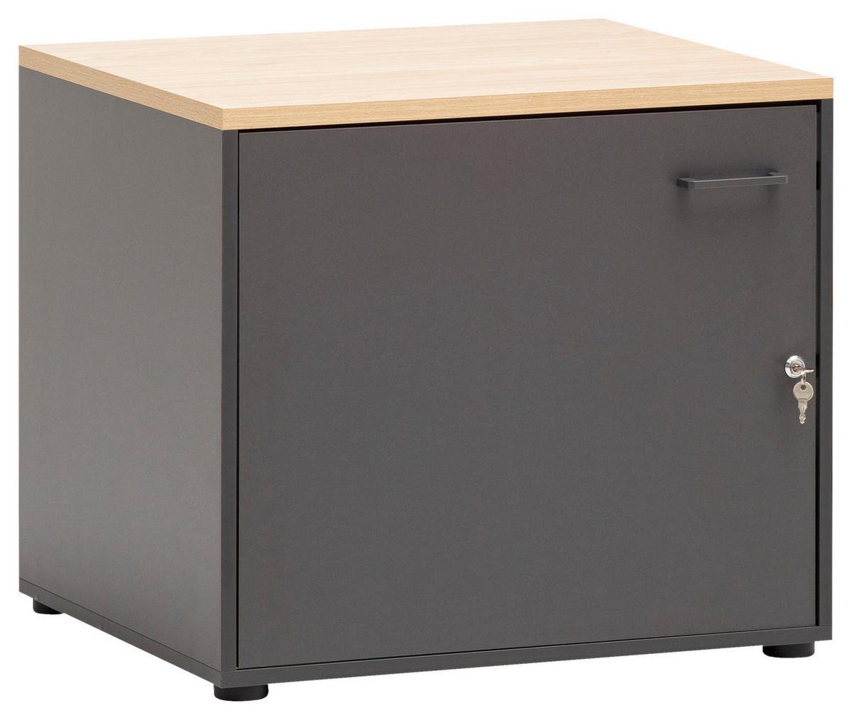 Mehrzweckschrank Anthrazit/eichefarben B:67,1cm - Eichefarben/Anthrazit, MODERN, Holzwerkstoff (67,1/60/60cm) - MID.YOU