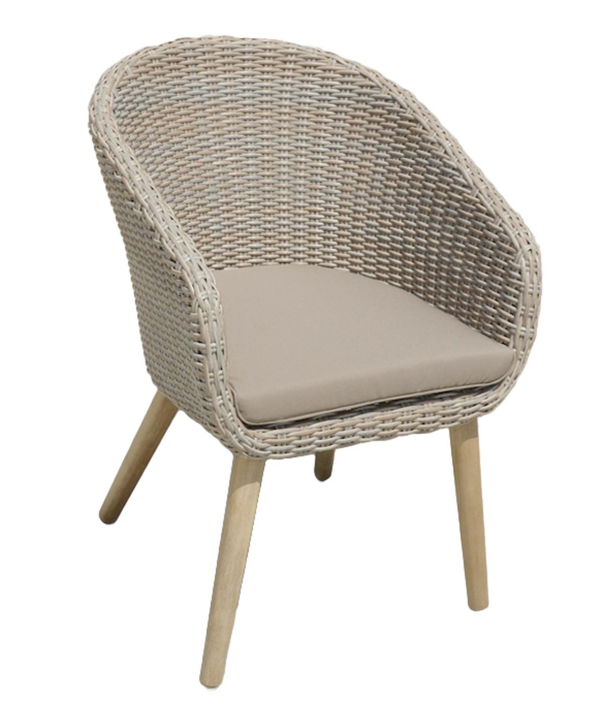 Gartensessel-Set 4-Tlg. Visalia Akazienholz - Beige/Hellgrau, Basics, Holz/Kunststoff (62/82/66cm) - Gardenson