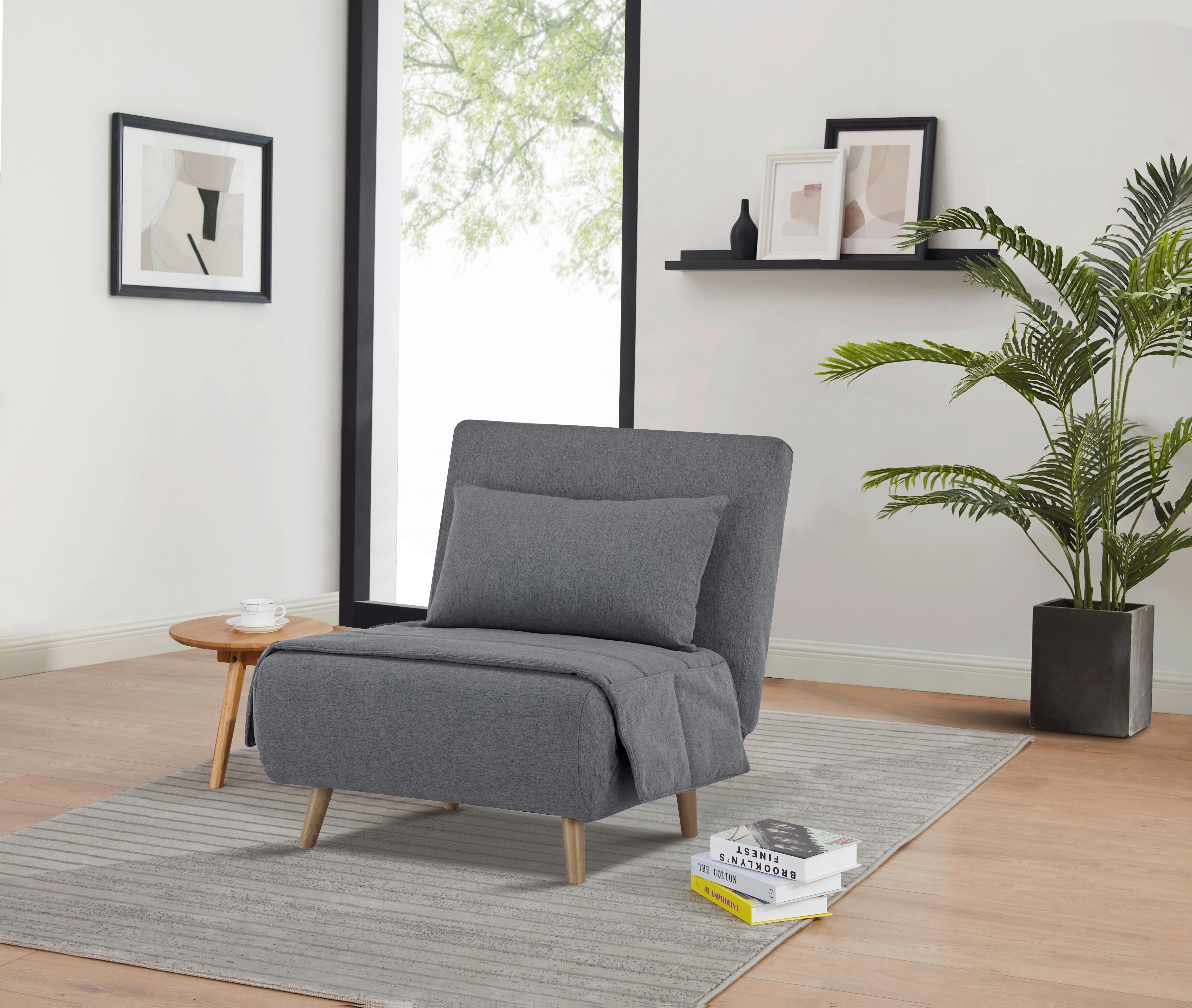 Schlafsessel Lissy Dunkelgrau 77x81x90 Cm - Dunkelgrau/Naturfarben, MODERN, Textil (77/81/90cm) - MID.YOU