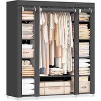 Stoffschrank Schwarz B: 150 cm - Schwarz, Basics, Kunststoff/Textil (150/175/45cm)