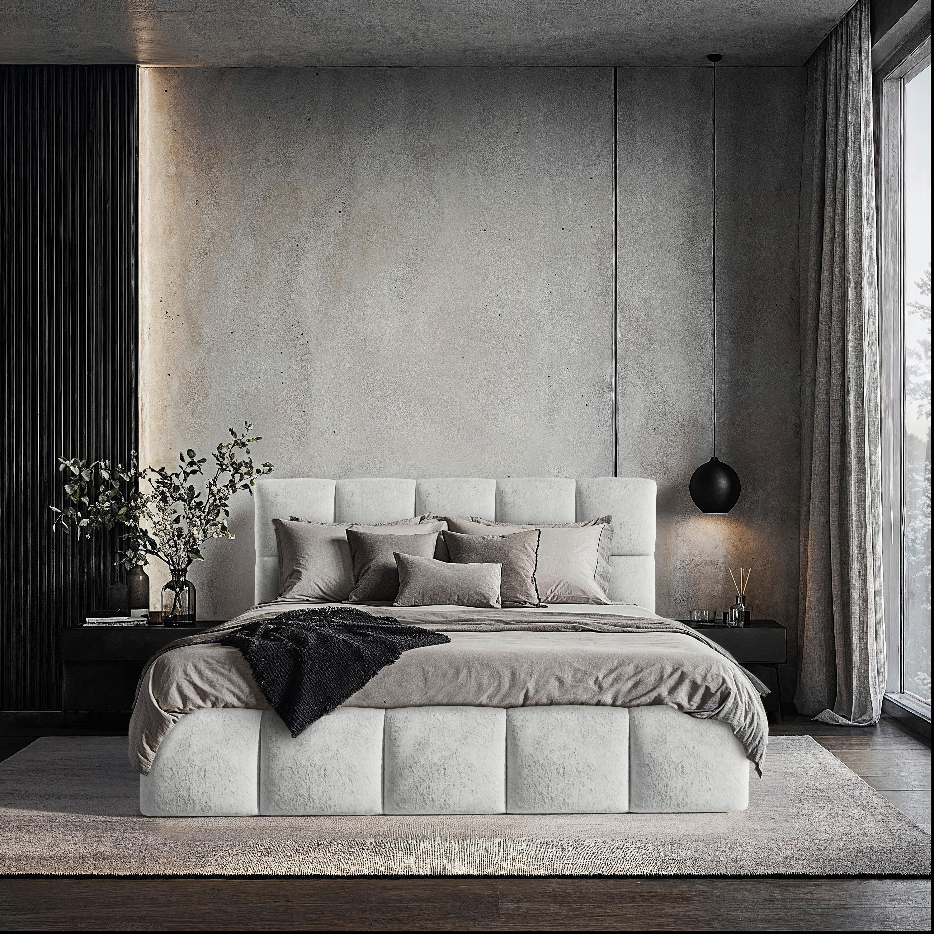 Polsterbett Cherry Mikrofaser Velours, Grau, Lf: 180x200 Cm - Hellgrau/Schwarz, MODERN, Holz/Holzwerkstoff (180/200cm) - MID.YOU