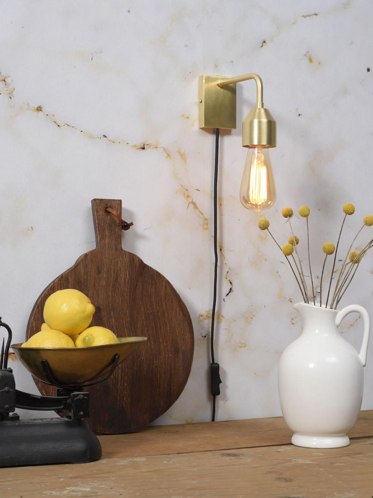 Wandleuchte Madrid 1-Flammig mit Schalter - Goldfarben, Design, Metall (7/14,7/20,3cm) - It's about Romi
