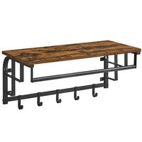 Wandgarderobe Braun, Schwarz mit Hutablage, B: 66 cm - Schwarz/Braun, Trend, Holzwerkstoff/Metall (66/27/30cm) - Boxxx