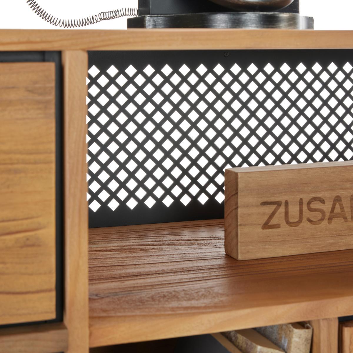 ŠIROKÁ KOMODA RUSTY - přírodní barvy/antracitová, Moderní, kov/dřevo (169/89/40cm) - Zandiara