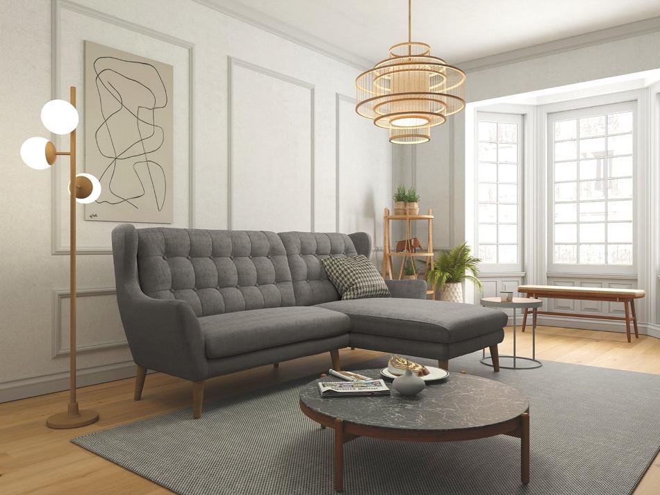 Ecksofa Henry Dunkelgrau S: 173x250 cm - Eichefarben/Dunkelgrau, KONVENTIONELL, Textil (173/250cm) - Trendmanufaktur