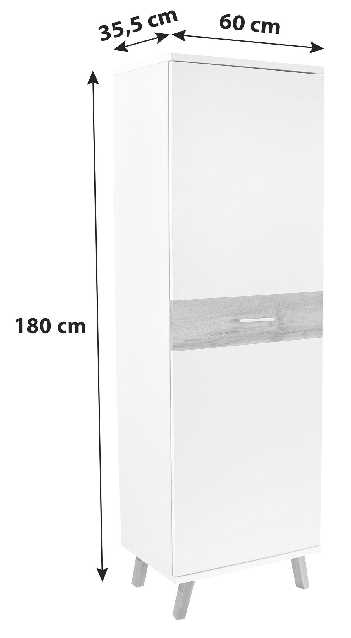 Garderobenschrank Rivoli Weiß/Eiche Dekor B: 60 cm - Eichefarben/Weiß, MODERN, Holzwerkstoff (60/180/35,5cm)