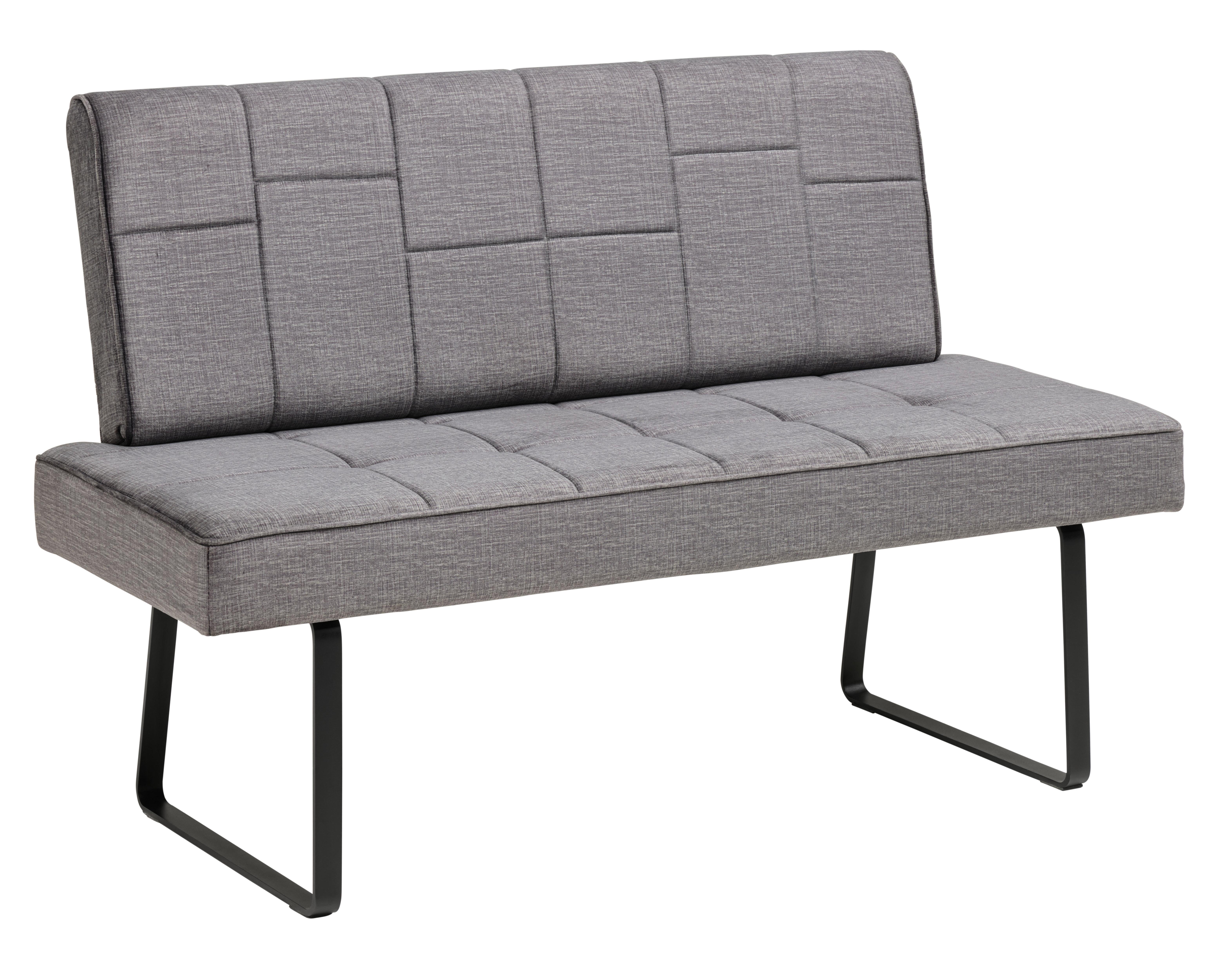 Sitzbank Tilos mit Lehne Samt Dunkelgrau, B: 140 cm - Dunkelgrau/Schwarz, KONVENTIONELL, Textil/Metall (140/88/62cm) - MID.YOU