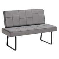 Sitzbank Tilos mit Lehne Samt Dunkelgrau, B: 140 cm - Dunkelgrau/Schwarz, KONVENTIONELL, Textil/Metall (140/88/62cm) - MID.YOU