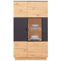 Vitrine Tonale B: 93,5 Cm, Eiche Dekor/grau - Eichefarben/Schwarz, MODERN, Glas/Holzwerkstoff (93,5/163,5/40cm)