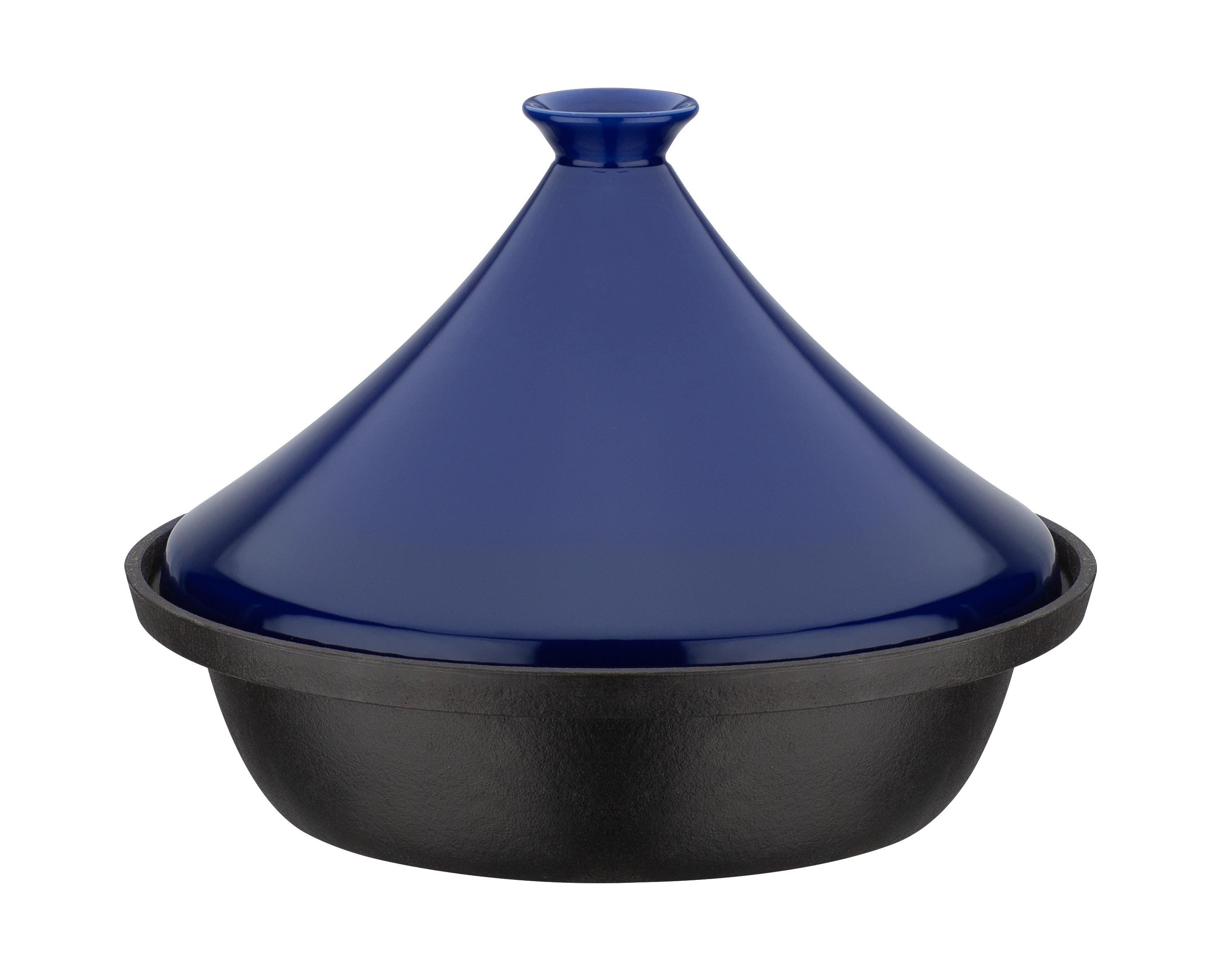 Schmortopf mit Deckel Blau/Schwarz, D: 30cm - Blau/Schwarz, Basics, Keramik/Metall (30cm) - GSW