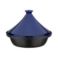 Schmortopf mit Deckel Blau/Schwarz, D: 30cm - Blau/Schwarz, Basics, Keramik/Metall (30cm) - GSW