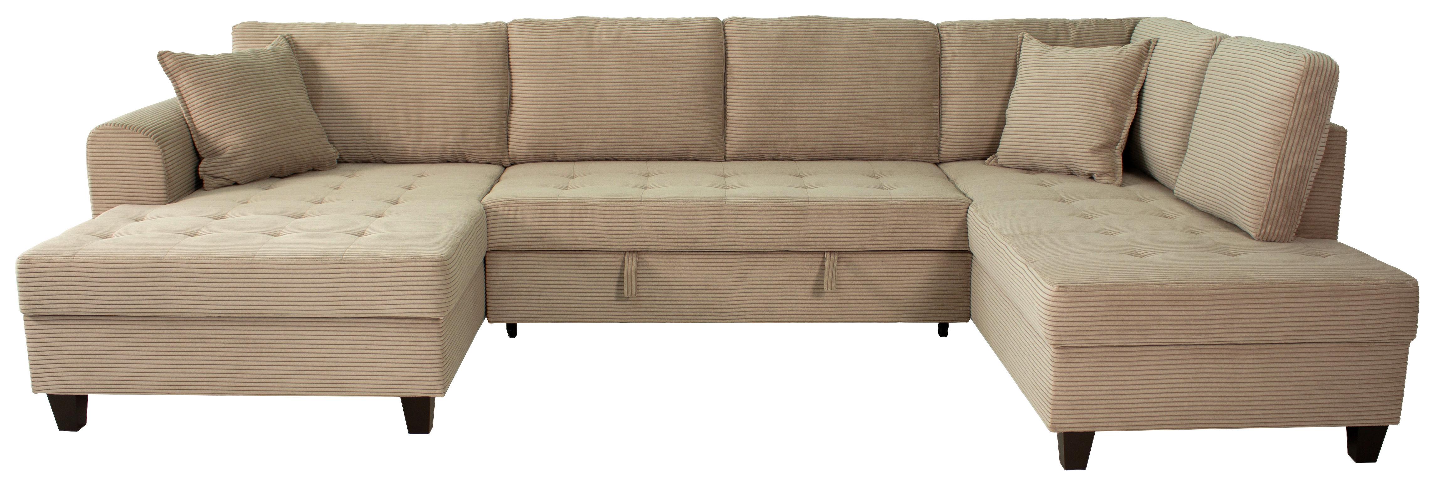 Wohnlandschaft Moritz Graubraun U-Form:155x324x178cm - Graubraun, Trend, Textil (155/324/178cm)