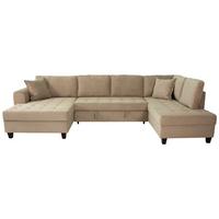 Wohnlandschaft Moritz Graubraun U-Form:155x324x178cm - Graubraun, Trend, Textil (155/324/178cm)