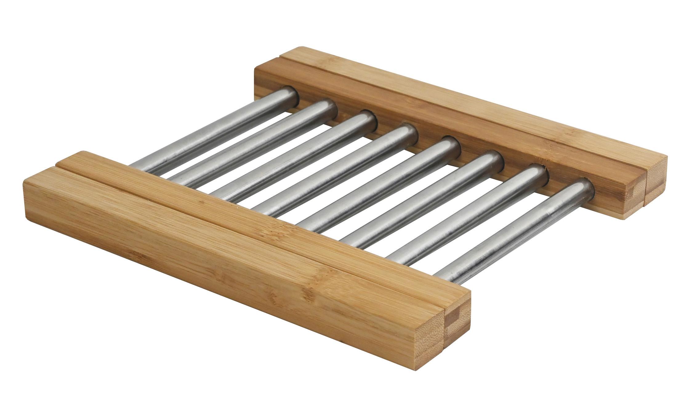 Podložka pod hrnec BABSI - barvy stříbra/přírodní barvy, Konvenční, kov/přírodní materiály (22/21/2cm) - Mömax