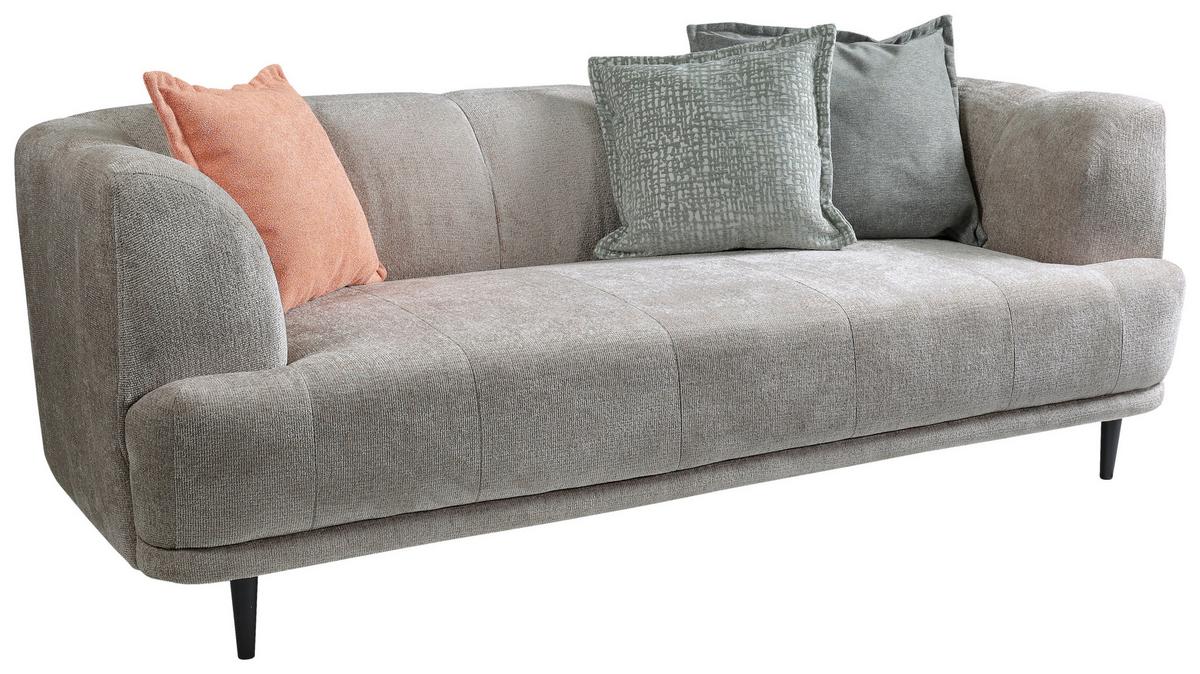 3-sitzer-sofa Lou Graubraun, 226 Cm - Graubraun/Schwarz, Design, Textil (226/77/106cm) - MID.YOU