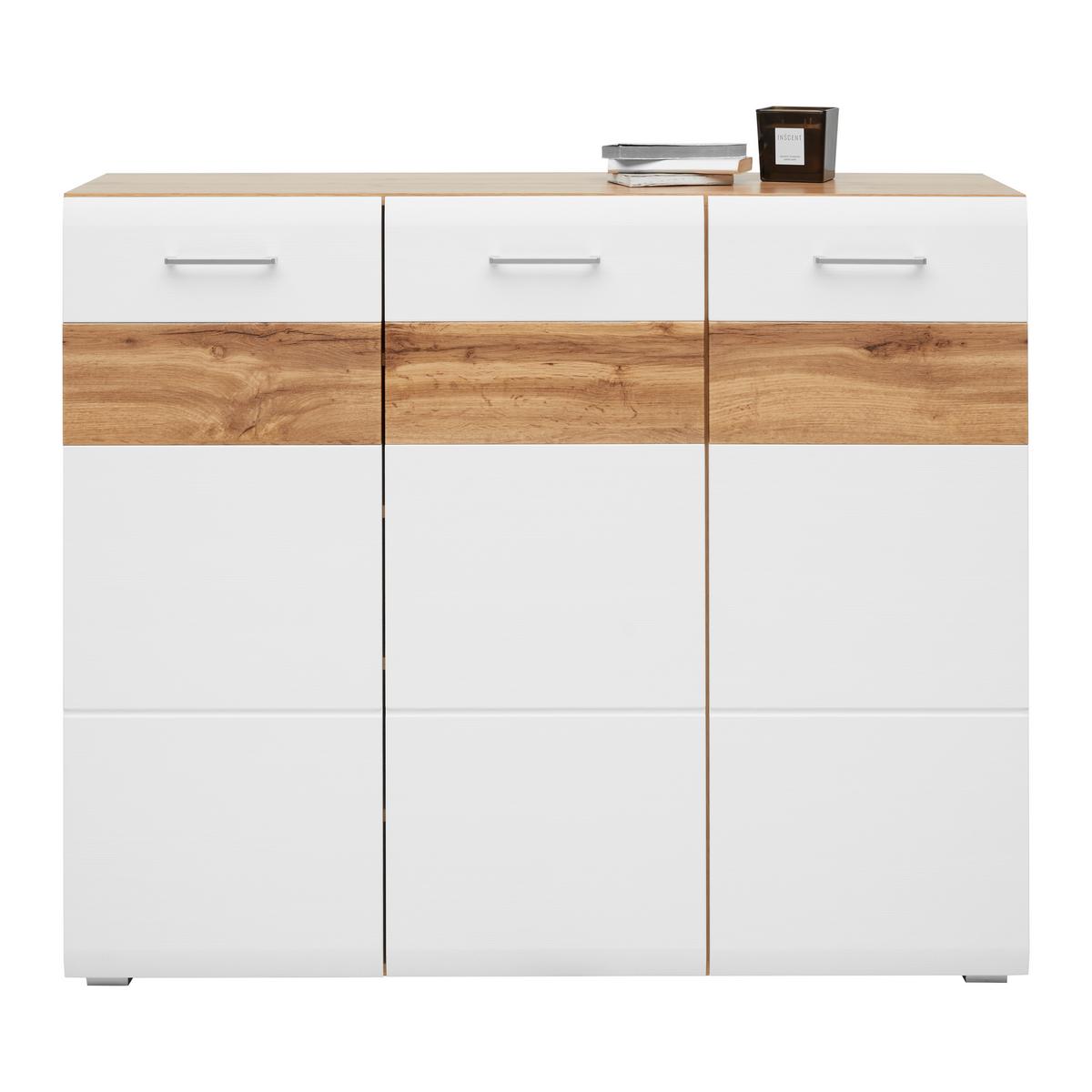 Botník FUNNY bílá/barva dubu - bílá/barvy dubu, Konvenční (126/104/40cm) - Mömax