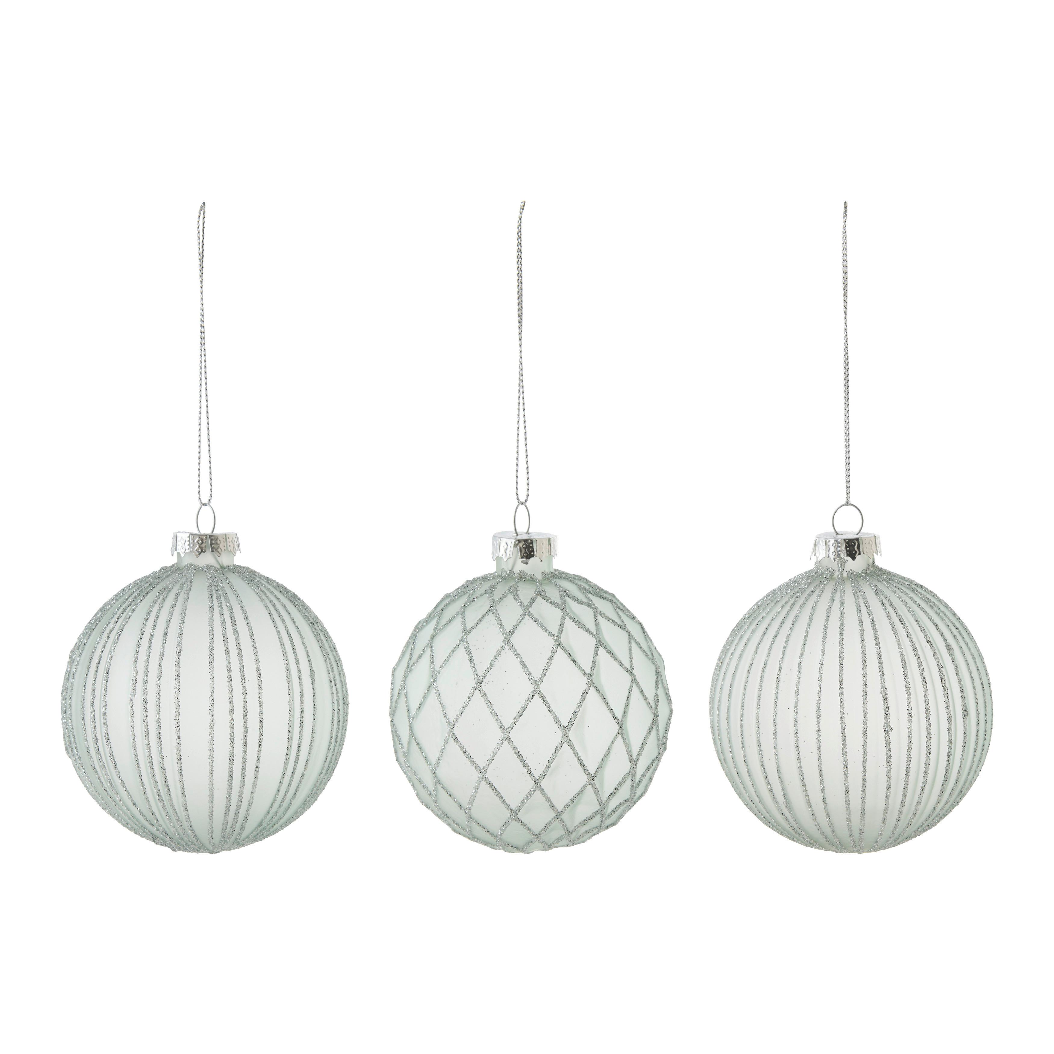 Sada vianočných gulí Miracle, Ø: 8cm, 12ks/bal. - pastelová modrá, kov/textil (8cm) - Mömax