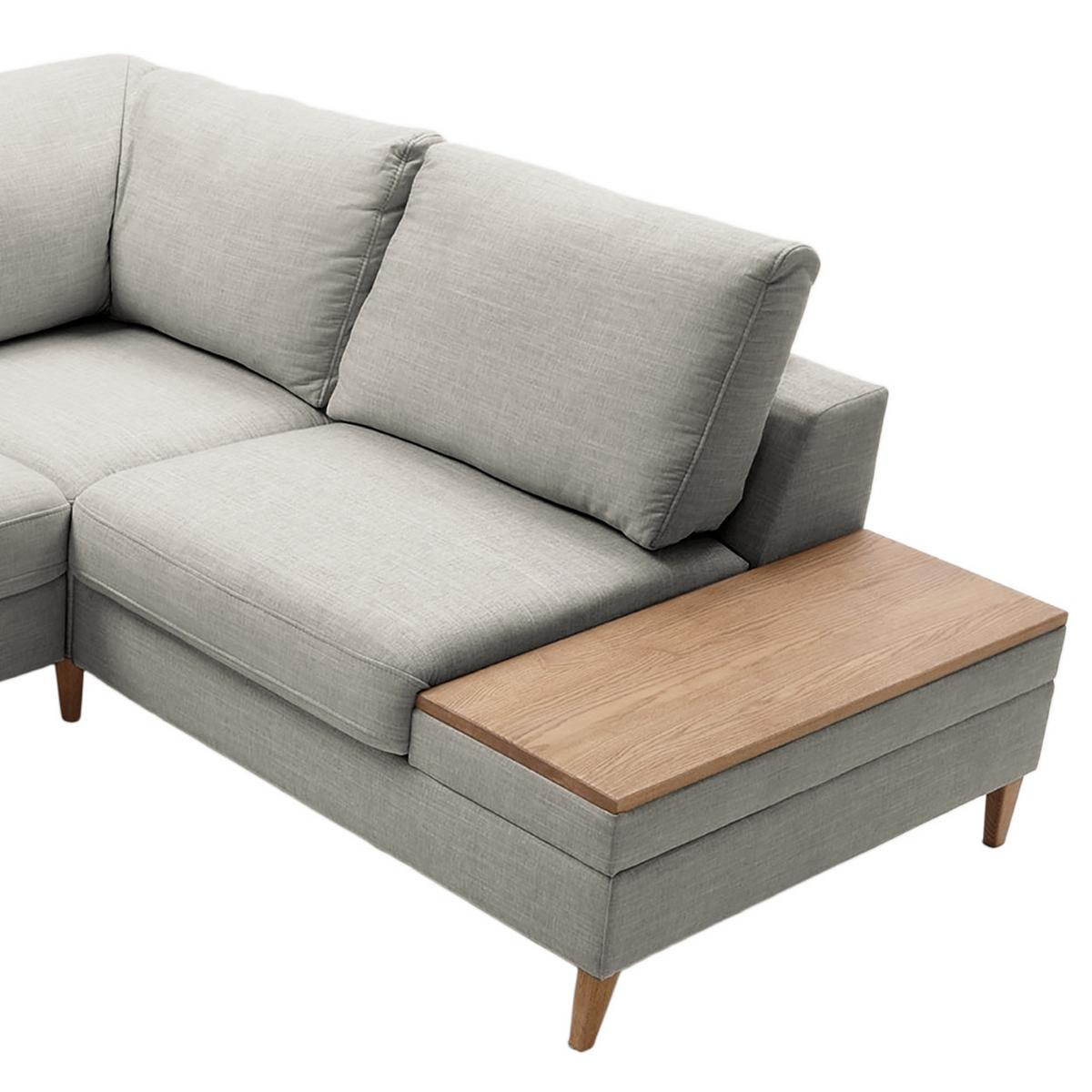 Ecksofa Alika, Grau S: 260x204 cm - Eschefarben/Grau, MODERN, Textil (260/204cm) - Trendmanufaktur