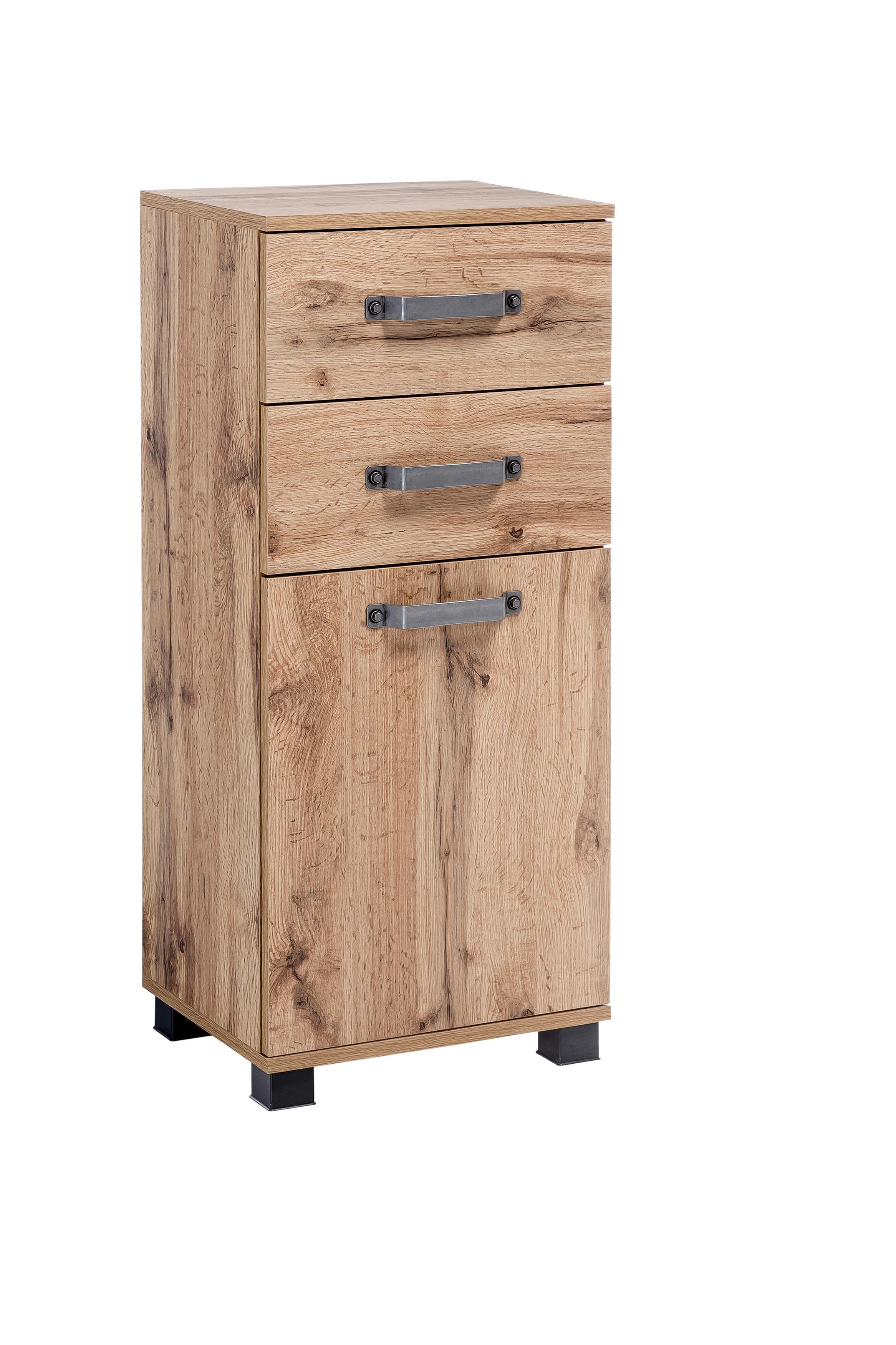 Unterschrank Milan Bxh: 40,4x 94,8 Eiche Dekor - Eichefarben/Schwarz, KONVENTIONELL, Holzwerkstoff (40,3/94,8/32cm) - MID.YOU