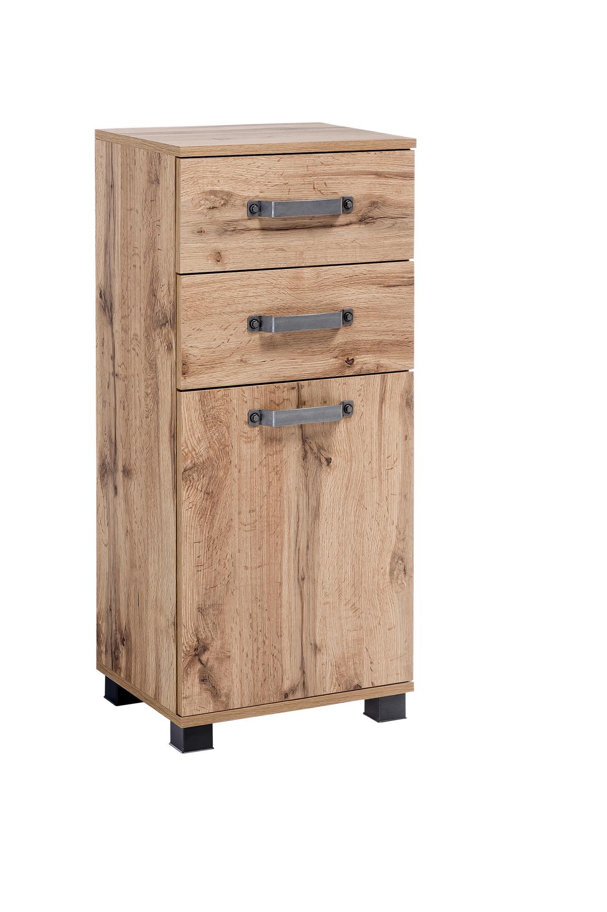 Unterschrank Milan BxH: 40,4x 94,8 Eiche Dekor - Eichefarben/Schwarz, KONVENTIONELL, Holzwerkstoff (40,3/94,8/32cm) - MID.YOU