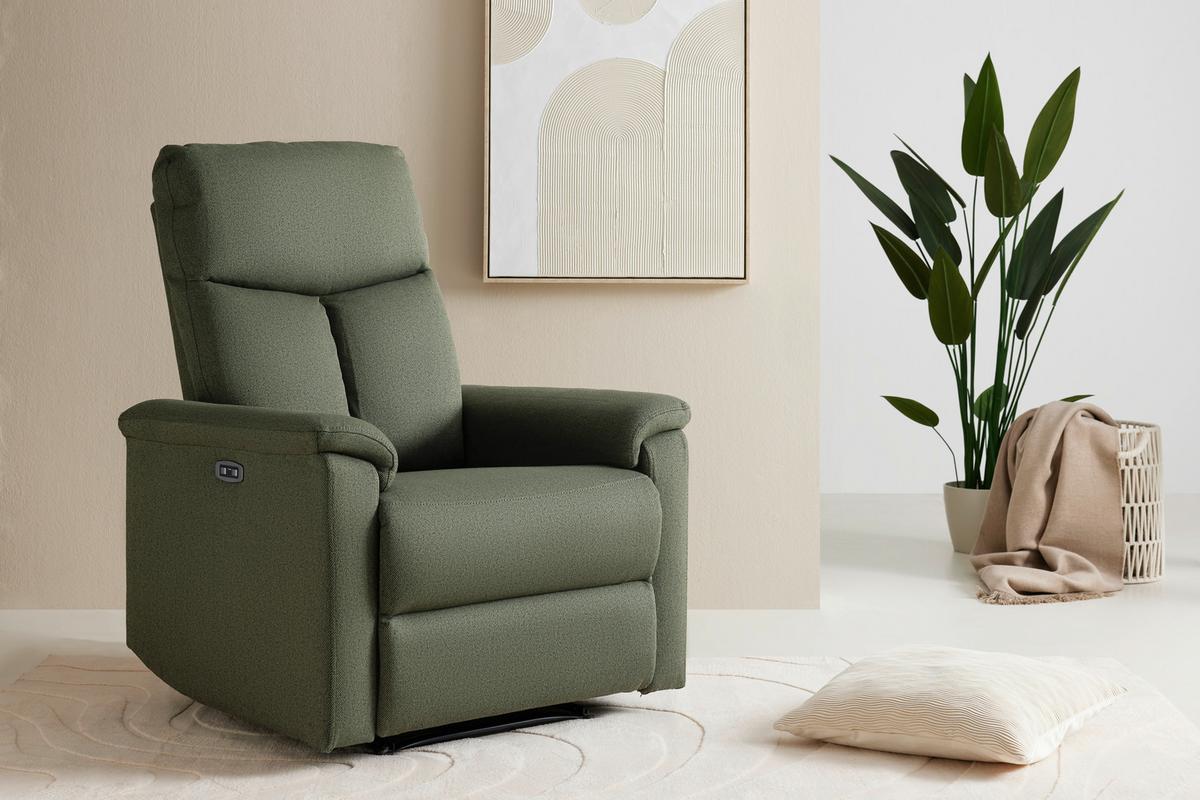 Relaxačné kreslo LEWIS, zelená - čierna/zelená, Modern, kov/drevo (81/108/94cm) - Mömax