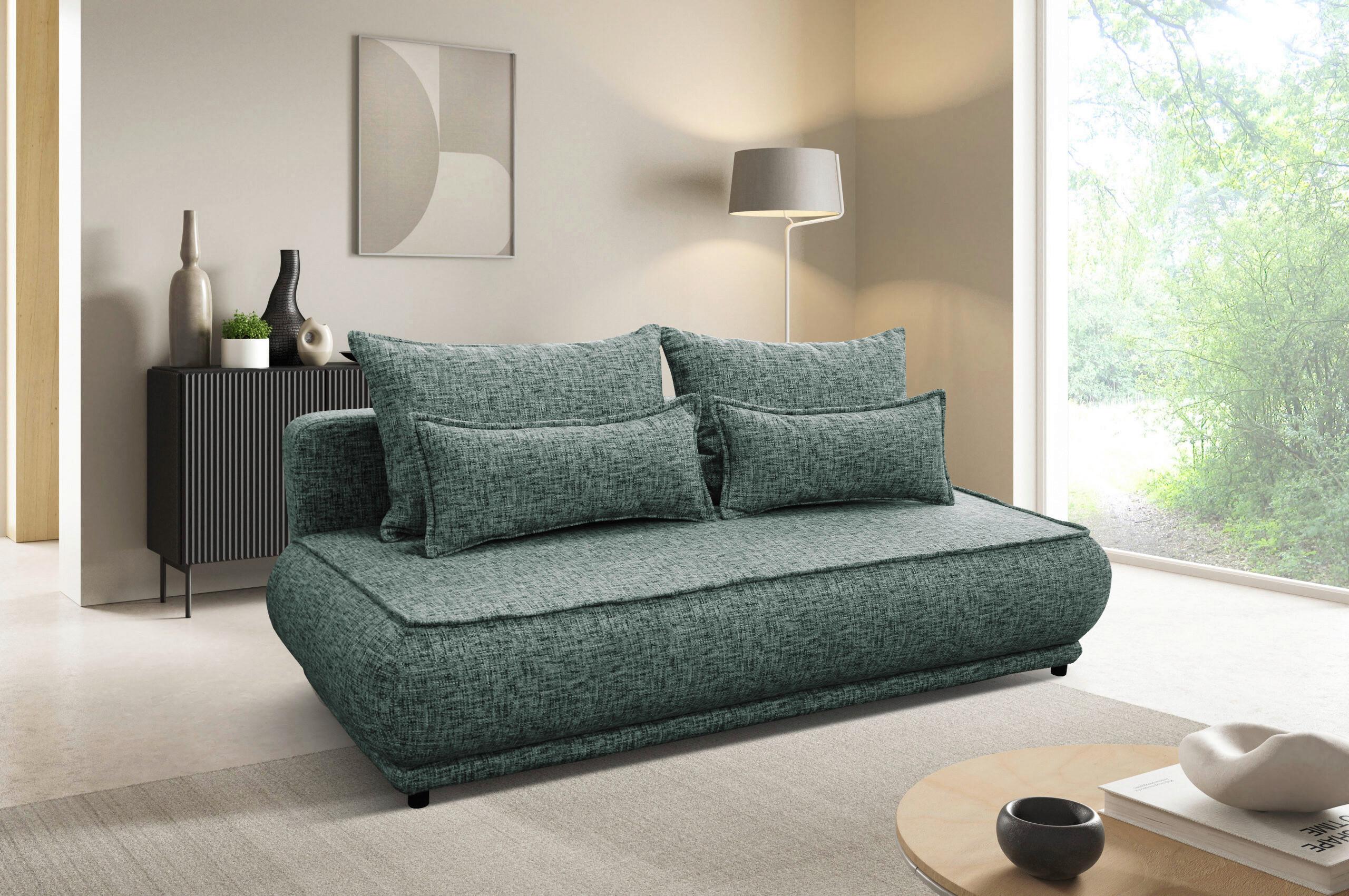 Schlafsofa Paros Grün B: 214 cm - Beige/Schwarz, Design, Textil (214/96/105cm) - MID.YOU