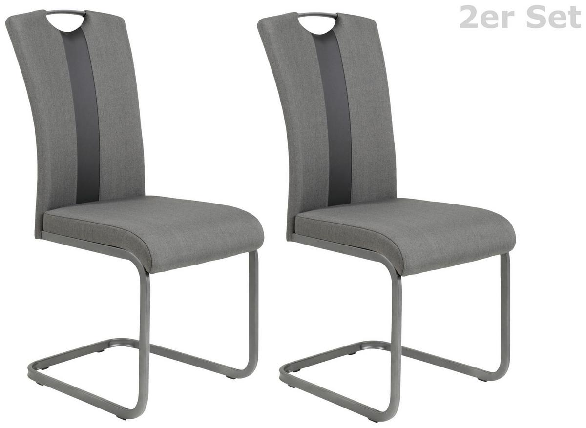 Schwingstuhl Amber Anthrazit/ Grau Gepolstert 2er-Set - Anthrazit/Grau, MODERN, Textil/Metall (43/98/56cm) - MID.YOU