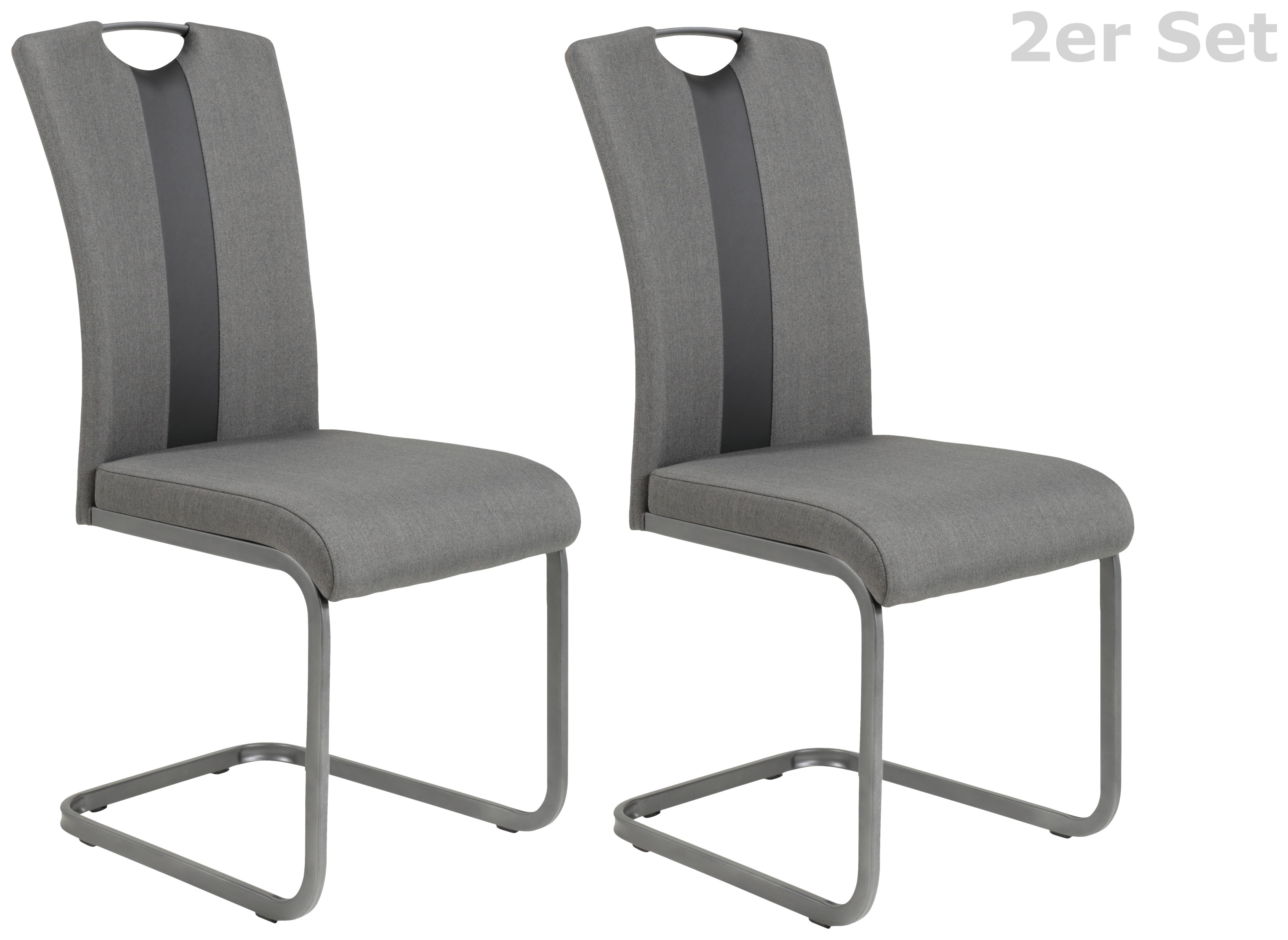 Schwingstuhl Amber Anthrazit/ Grau gepolstert 2er-Set