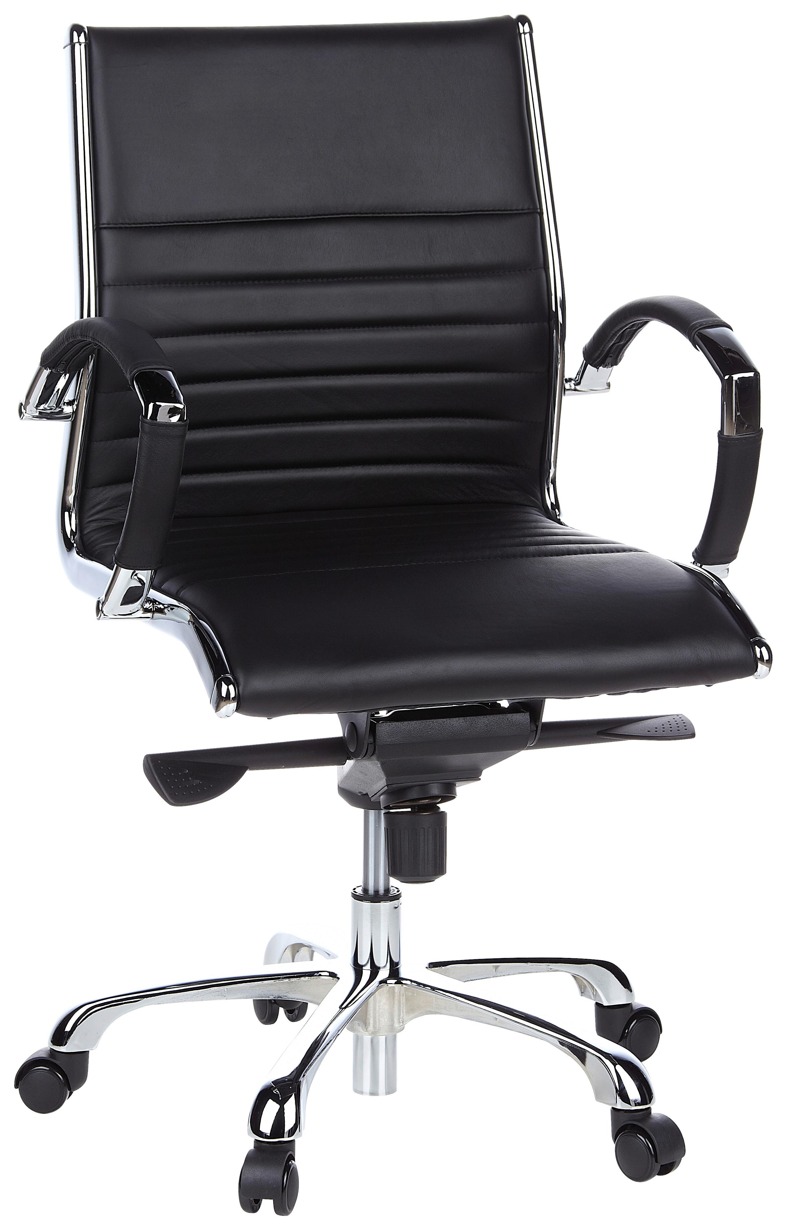 Drehstuhl Parma 10 Schwarz - Chromfarben/Schwarz, MODERN, Leder/Kunststoff (60/111/50cm) - MID.YOU