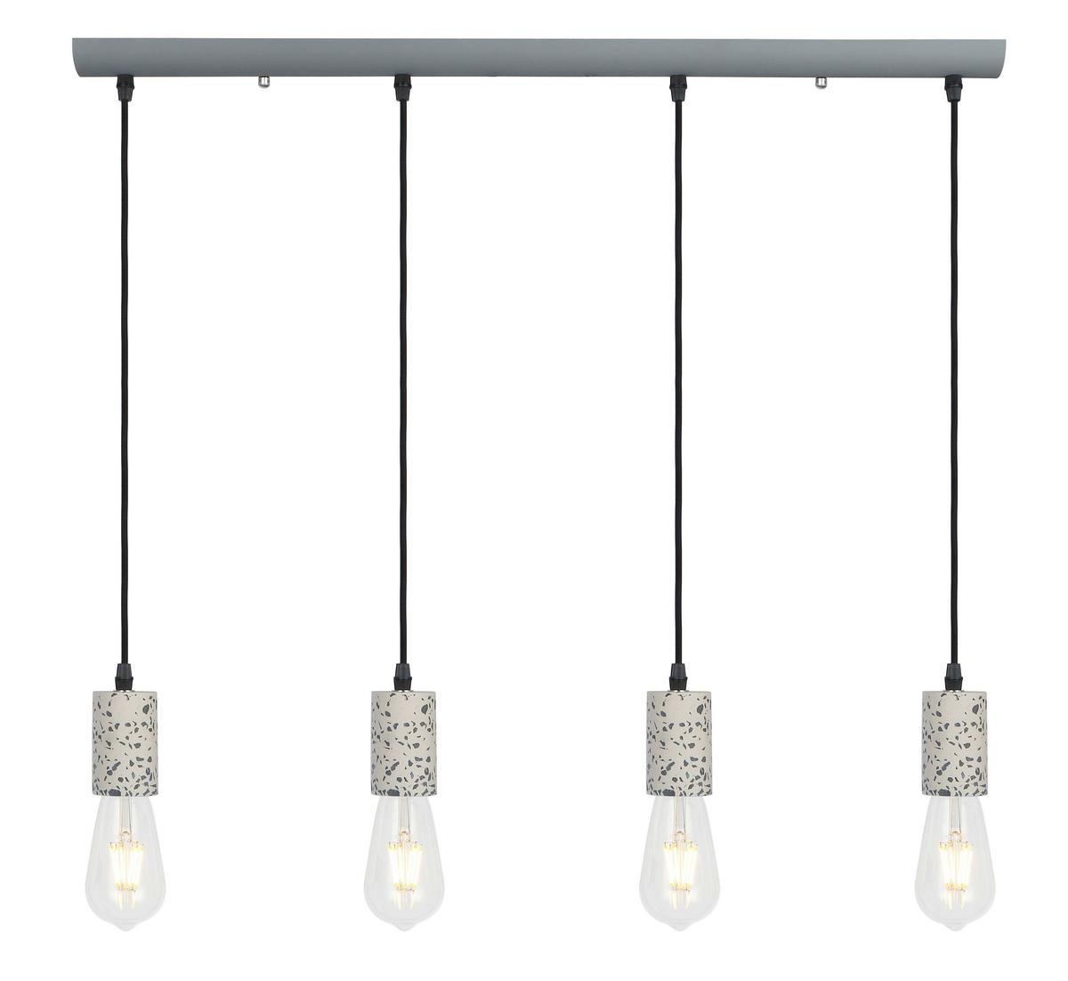 Hängeleuchte Edmund H: 120 cm 4-Flammig, Metall/ Stein - Grau, Basics, Stein/Metall (80/5,5/120cm) - Globo