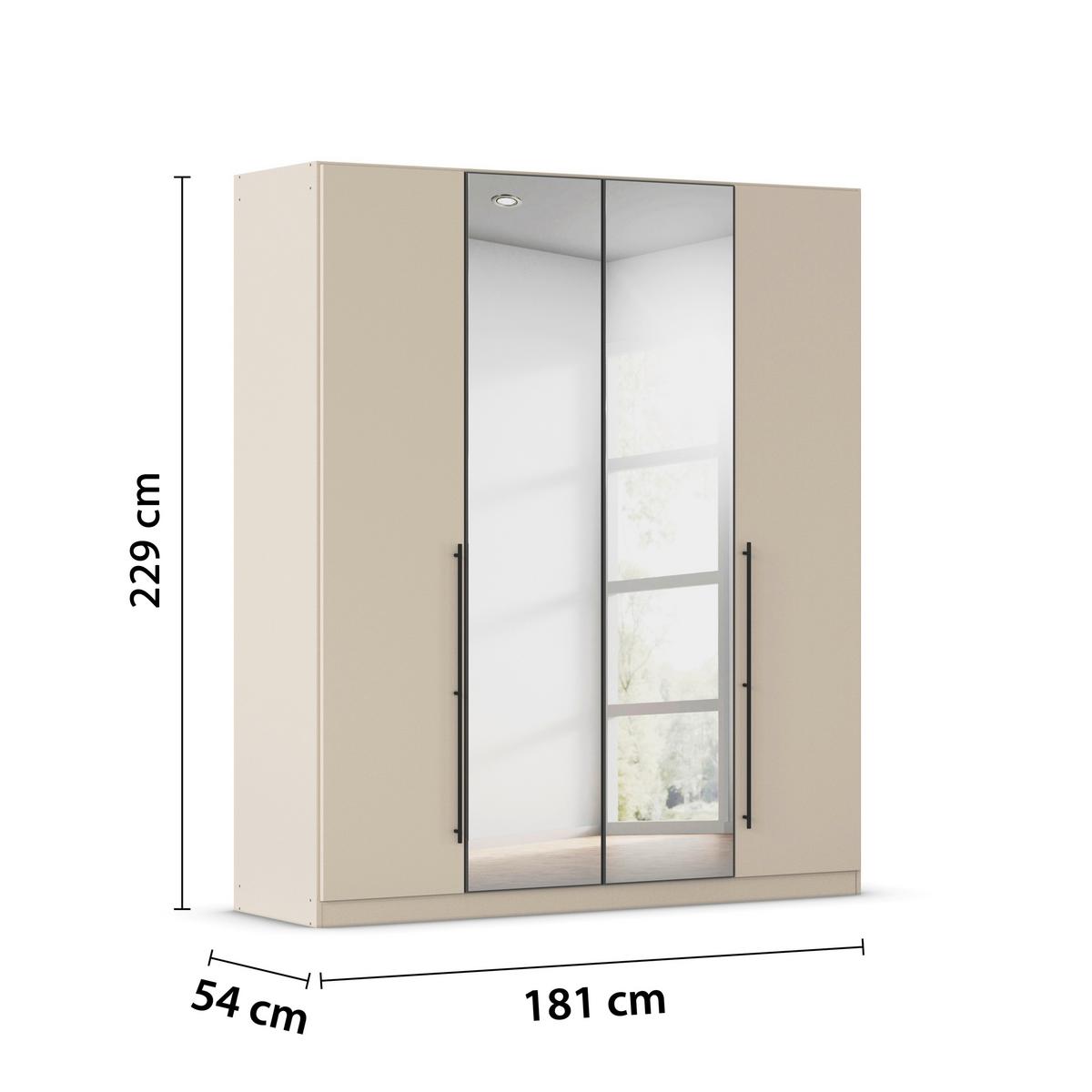 Kleiderschrank Safari B: 181 cm - Champagner/Grau, KONVENTIONELL, Holzwerkstoff (181/229/54cm)