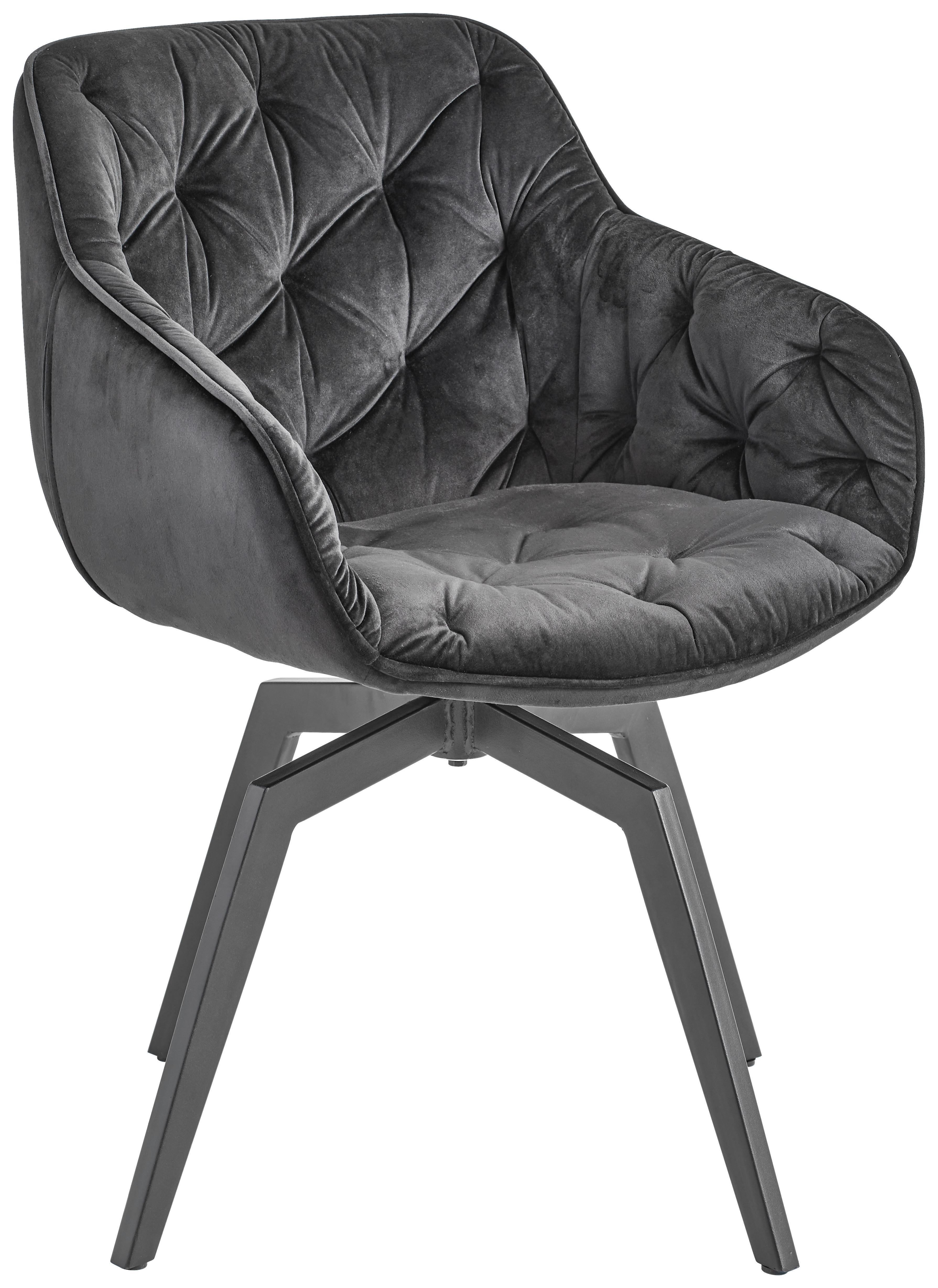 Armlehnstuhl Avegno Schwarz Sitzfläche 360° drehbar - Schwarz, MODERN, Holz/Textil (59,5/84/63,5cm) - Livetastic