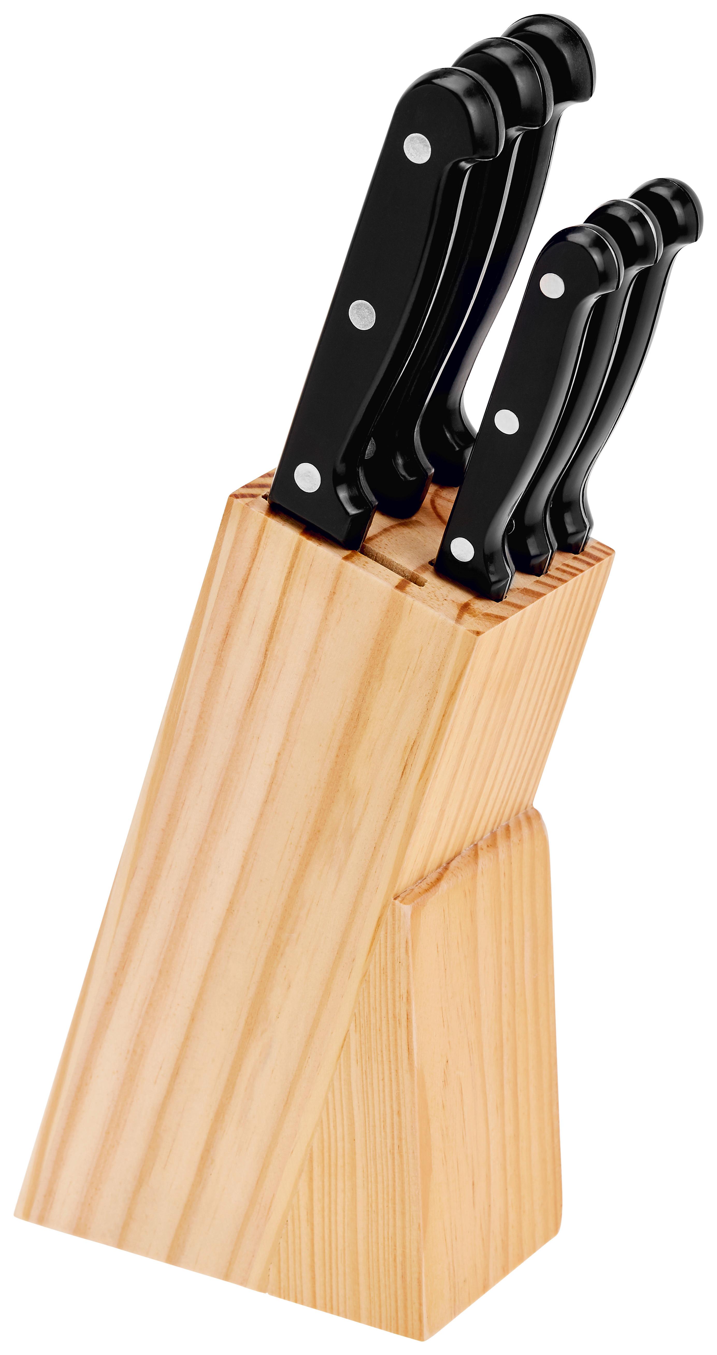 Messerblock Braun/Schwarz Edelstahl/Holz Jeronimo 7 -Teilig. - Silberfarben/Schwarz, KONVENTIONELL, Holz/Kunststoff - James Wood