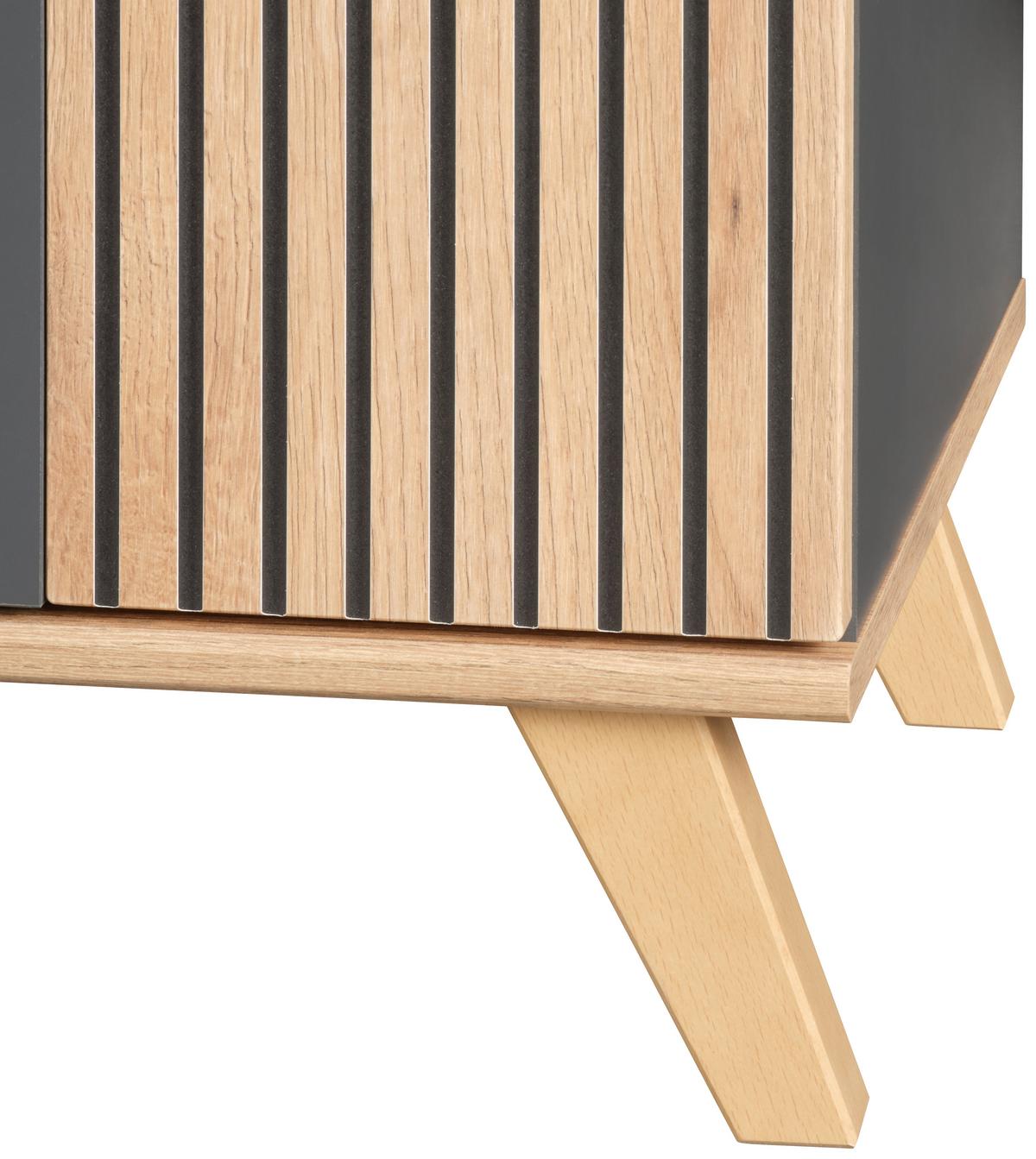 Garderobenbank Clever Anthrazit B: 90 cm - Eichefarben/Anthrazit, MODERN, Holzwerkstoff (90/52/38cm)
