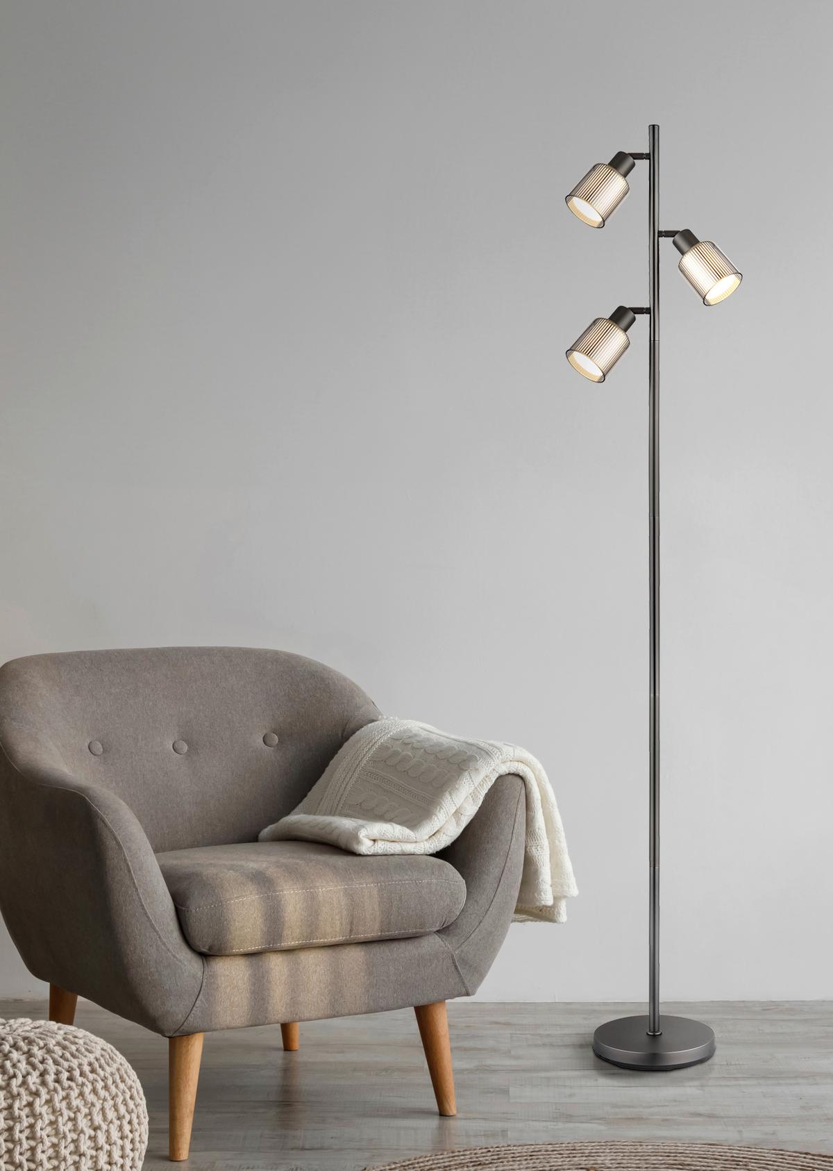 Stehleuchte Exkl. E14, 25w - Schwarzchrom/Schwarz, Design, Glas/Kunststoff (33/22/161cm) - Globo