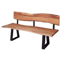 Sitzbank Mit Lehne Akazie Massiv Gaya B: 160 Cm - Schwarz/Akaziefarben, MODERN, Holz (160/83,5/60cm) - MID.YOU