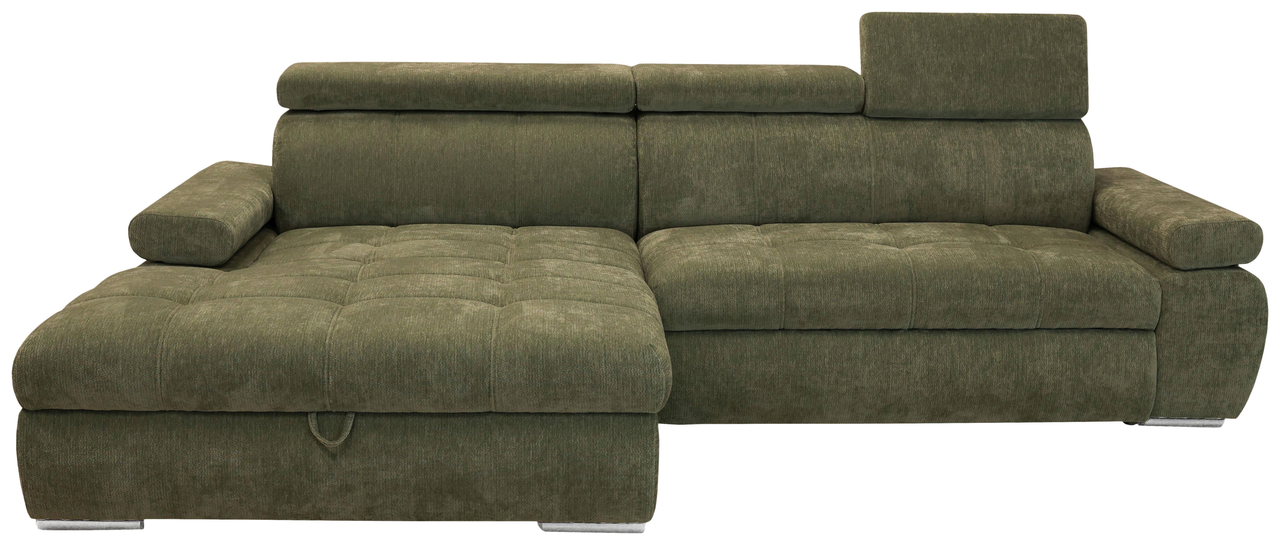Rohová sedačka VEGAS, levá, lesní zelená žinylka - barvy stříbra/lesní zelená, Design, dřevo/textil (173/294cm)